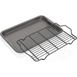 Ninja B33003 Foodi NeverStick Premium 3-Piece Baking Sheet Set, Nonstick, Oven Safe up to 500⁰F, with 9 x 13 inch Sheet, 10 x 15 inch Sheet & 11 x 17 inch Sheet, Dishwasher Safe, Grey(Cookie Pan + Cooling Rack)