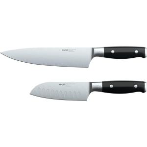 Ninja K32004 Foodi NeverDull System 4-Piece Steak Knife Set, Premium, German Stainless Steel, Black(Chef Knife & Santoku Knife)