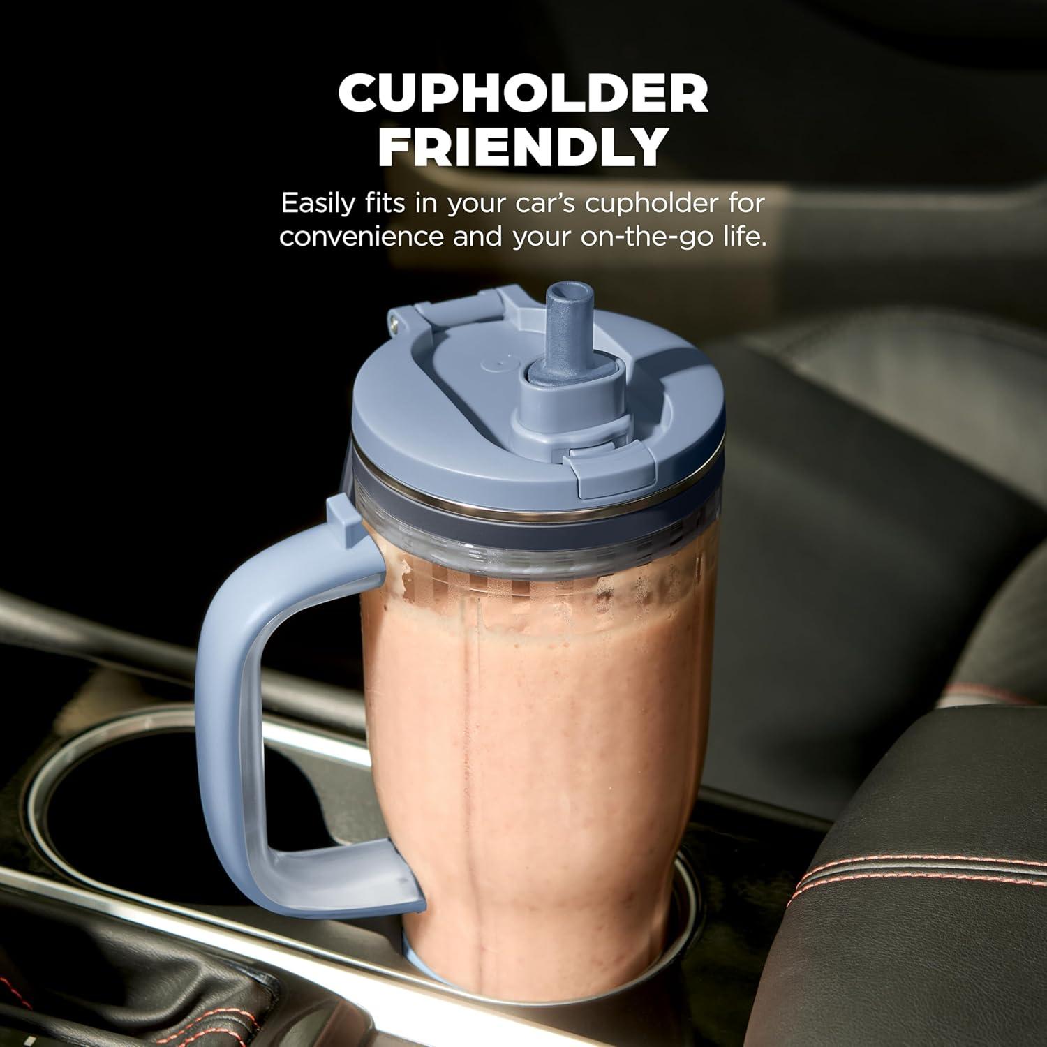 imageNinja Blendboss Personal Blender for Smoothies amp Frozen Drinks 26oz Travel Tumbler with LeakProof Lid Chug Spout amp Detachable Straw AutoiQ Technology Blue Raspberry DB351BLPink