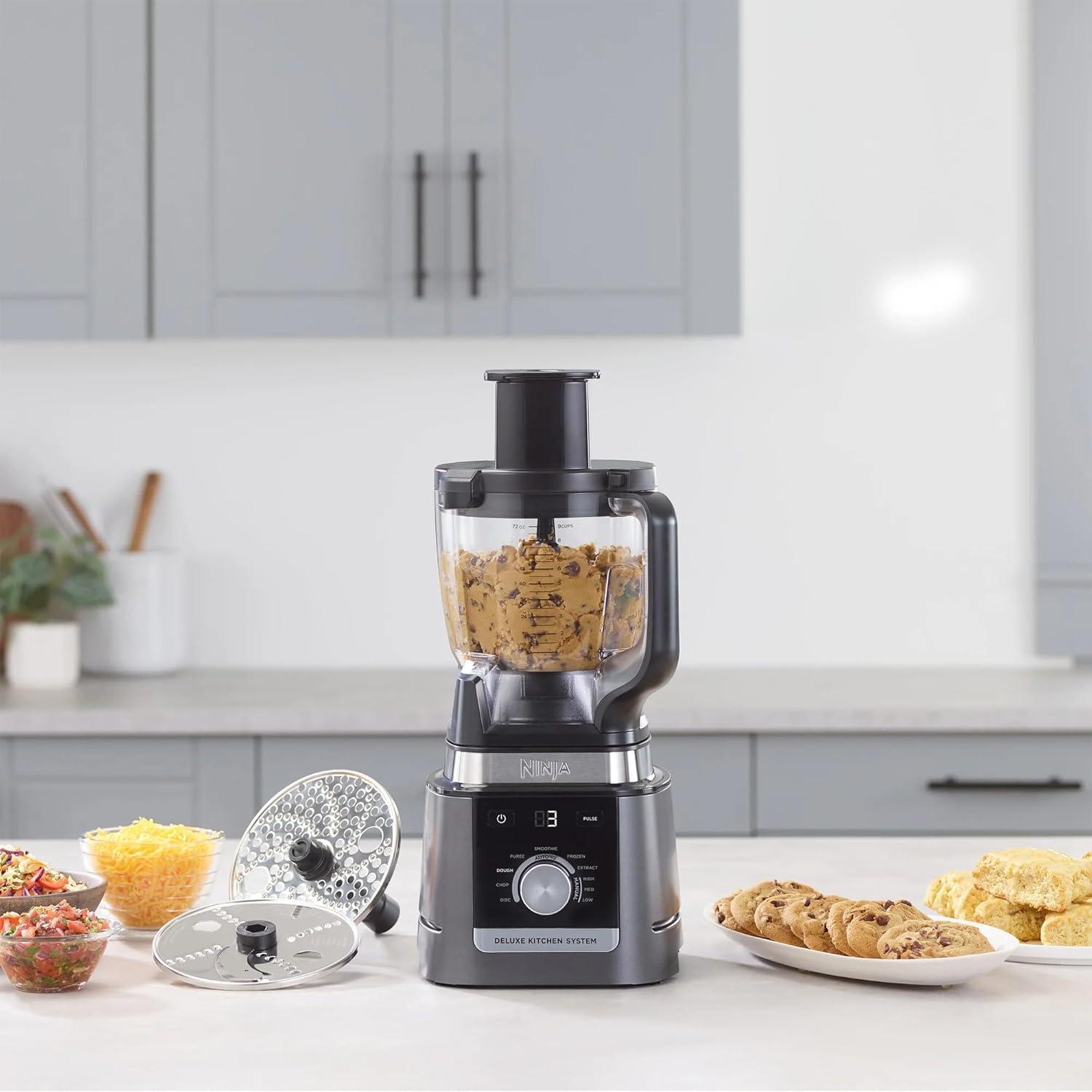 imageNinja CO905KS Deluxe Kitchen System 1600 WP AutoIQ Base 88oz Picther 9cup Deluxe Food Processor 2 24oz SingleServe Cups Renewed