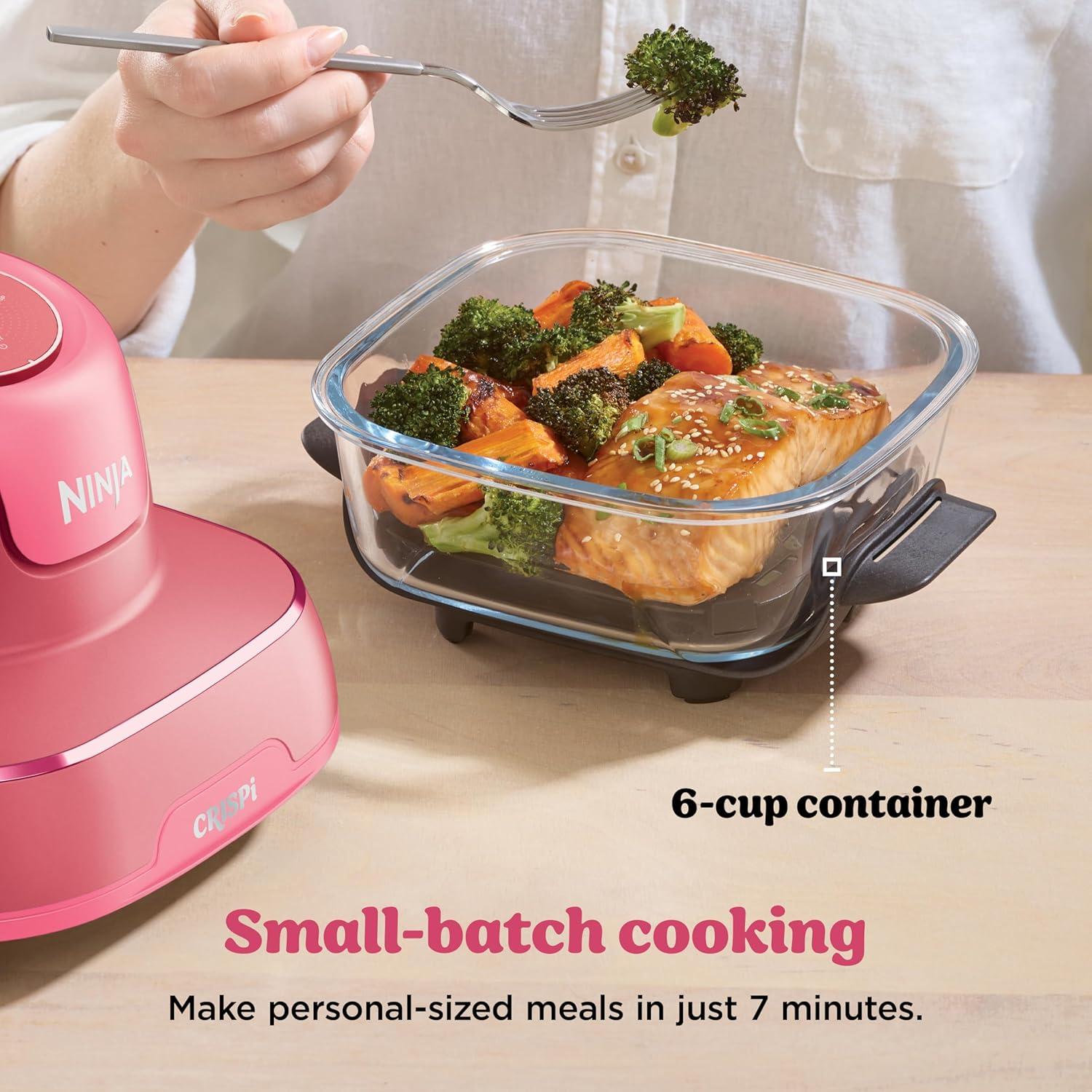 imageNinja Crispi 4in1 Glass Air Fryer 450F NonToxic 4QT amp 6Cup Glass Containers wLids Microwave Freezer Dishwasher Safe Max Crisp Air Fry Bake Recrisp Cyberspace Gray FN101GYCherry Crush