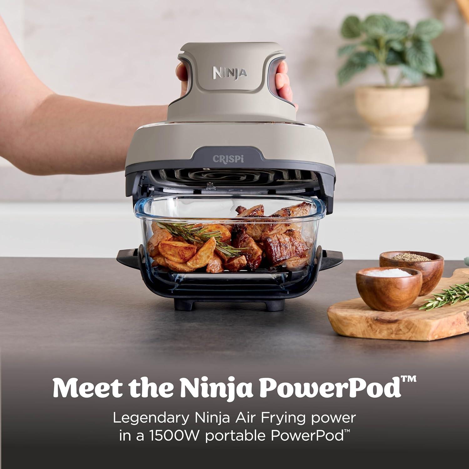 imageNinja Crispi 4in1 Glass Air Fryer 450F NonToxic 4QT amp 6Cup Glass Containers wLids Microwave Freezer Dishwasher Safe Max Crisp Air Fry Bake Recrisp Cyberspace Gray FN101GYStone