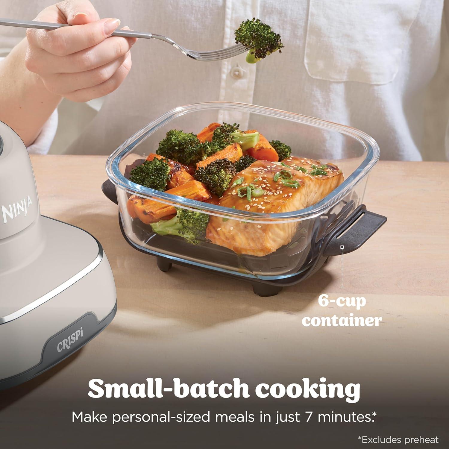 imageNinja Crispi 4in1 Glass Air Fryer 450F NonToxic 4QT amp 6Cup Glass Containers wLids Microwave Freezer Dishwasher Safe Max Crisp Air Fry Bake Recrisp Cyberspace Gray FN101GYStone