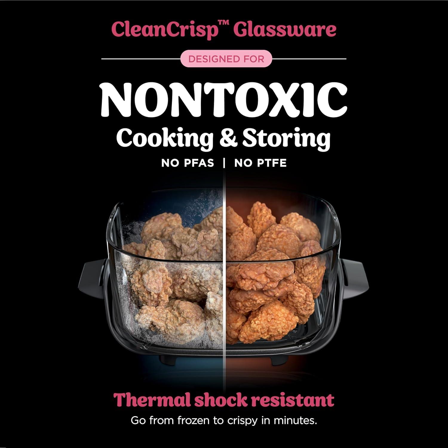 imageNinja Crispi 4in1 Glass Air Fryer 450F NonToxic 4QT amp 6Cup Glass Containers wLids Microwave Freezer Dishwasher Safe Max Crisp Air Fry Bake Recrisp Cyberspace Gray FN101GYCherry Crush