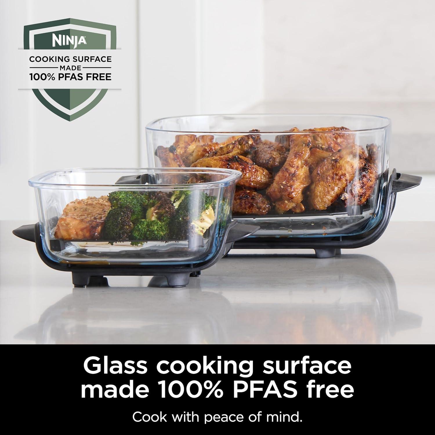 imageNinja Crispi 4in1 Glass Air Fryer 450F NonToxic 4QT amp 6Cup Glass Containers wLids Microwave Freezer Dishwasher Safe Max Crisp Air Fry Bake Recrisp Cyberspace Gray FN101GYGreen Bundle