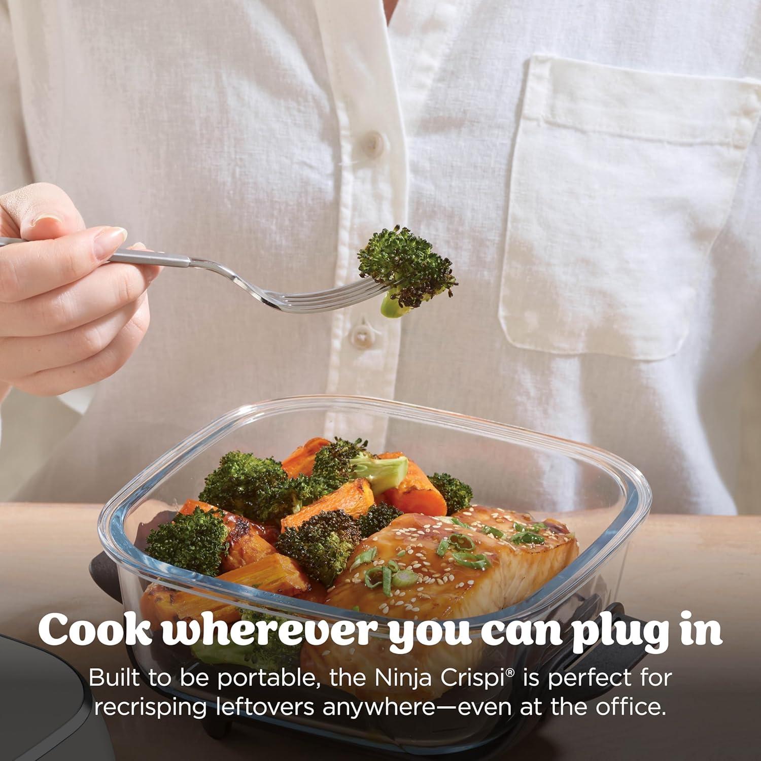 imageNinja Crispi 4in1 Glass Air Fryer 450F NonToxic 4QT amp 6Cup Glass Containers wLids Microwave Freezer Dishwasher Safe Max Crisp Air Fry Bake Recrisp Cyberspace Gray FN101GYStone