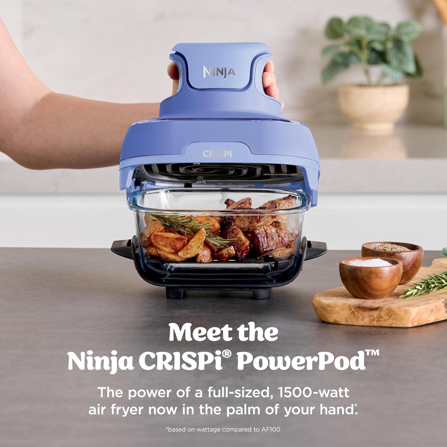 imageNinja Crispi 4in1 Glass Air Fryer 450F NonToxic 4QT amp 6Cup Glass Containers wLids Microwave Freezer Dishwasher Safe Max Crisp Air Fry Bake Recrisp Cyberspace Gray FN101GYFrosted Lilac