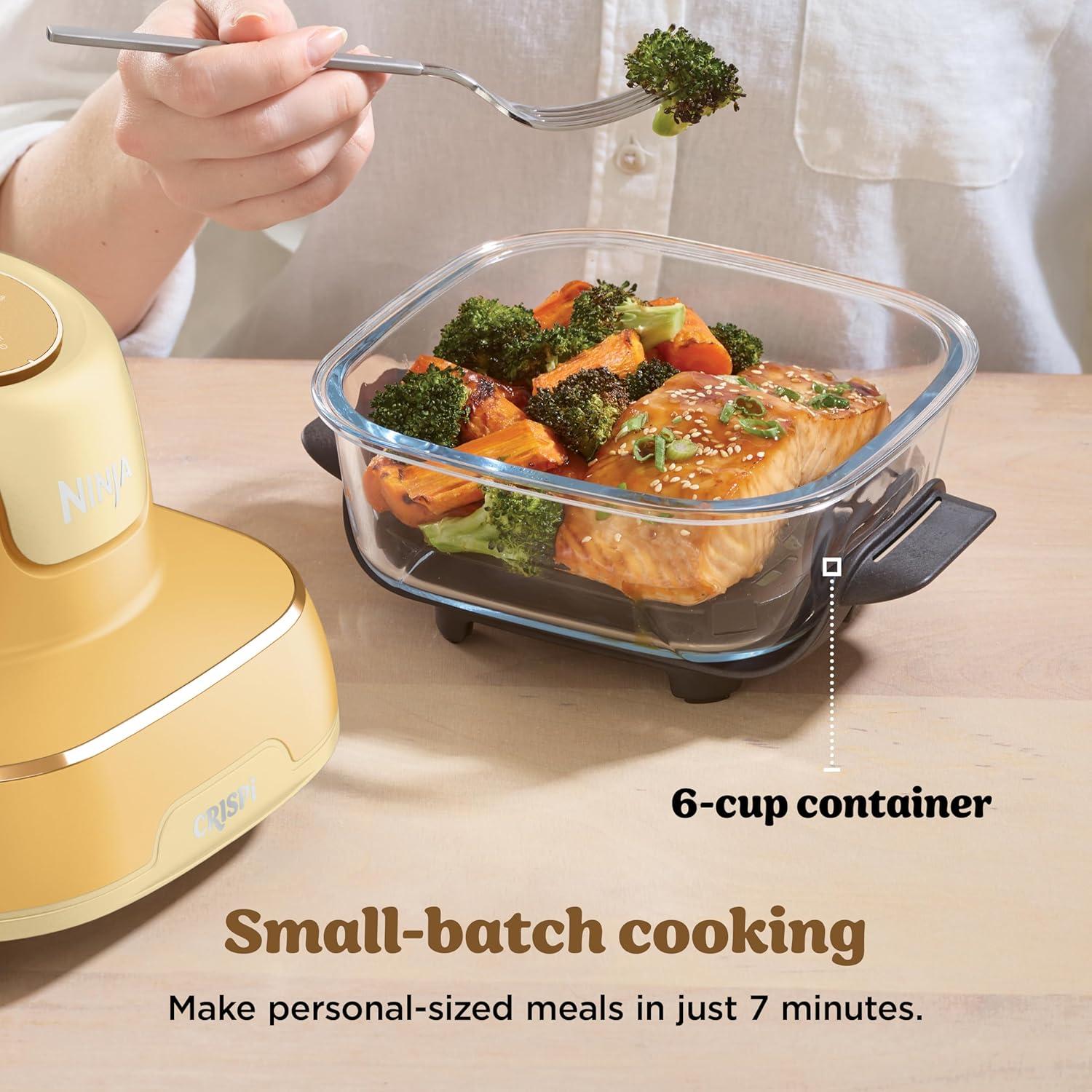 imageNinja Crispi 4in1 Glass Air Fryer 450F NonToxic 4QT amp 6Cup Glass Containers wLids Microwave Freezer Dishwasher Safe Max Crisp Air Fry Bake Recrisp Cyberspace Gray FN101GYGinger Snap