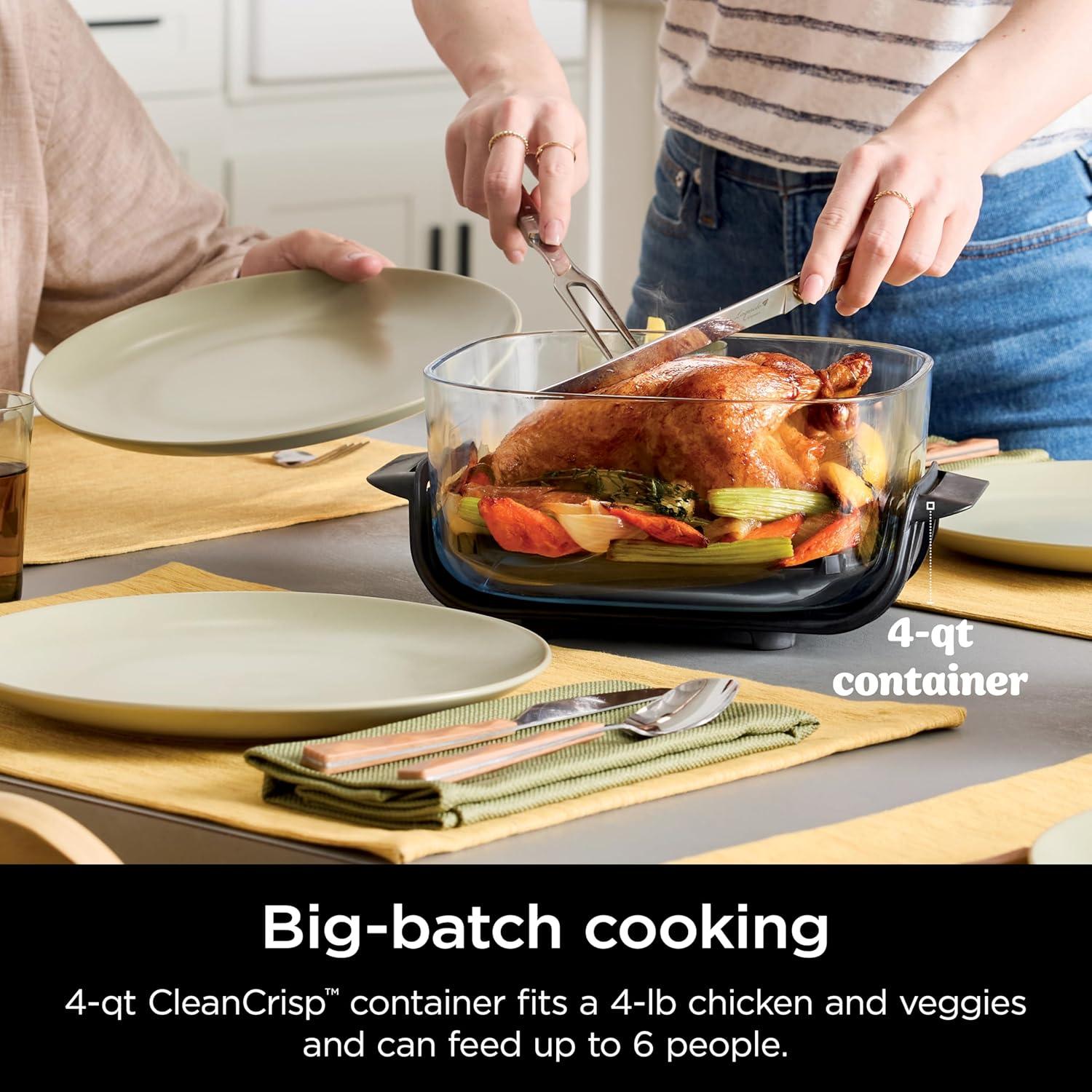 imageNinja Crispi 4in1 Glass Air Fryer 450F NonToxic 4QT amp 6Cup Glass Containers wLids Microwave Freezer Dishwasher Safe Max Crisp Air Fry Bake Recrisp Cyberspace Gray FN101GYSage