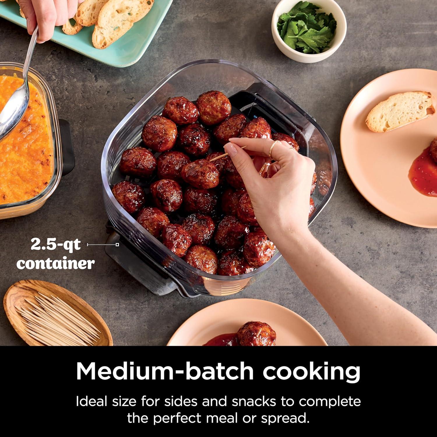 imageNinja Crispi 4in1 Glass Air Fryer 450F NonToxic 4QT amp 6Cup Glass Containers wLids Microwave Freezer Dishwasher Safe Max Crisp Air Fry Bake Recrisp Cyberspace Gray FN101GYGreen Bundle