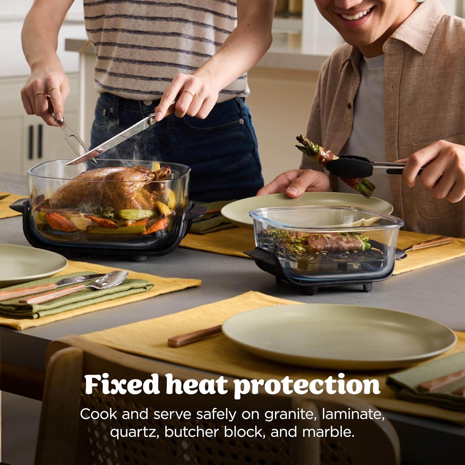 imageNinja Crispi 4in1 Glass Air Fryer 450F NonToxic 4QT amp 6Cup Glass Containers wLids Microwave Freezer Dishwasher Safe Max Crisp Air Fry Bake Recrisp Cyberspace Gray FN101GYStone