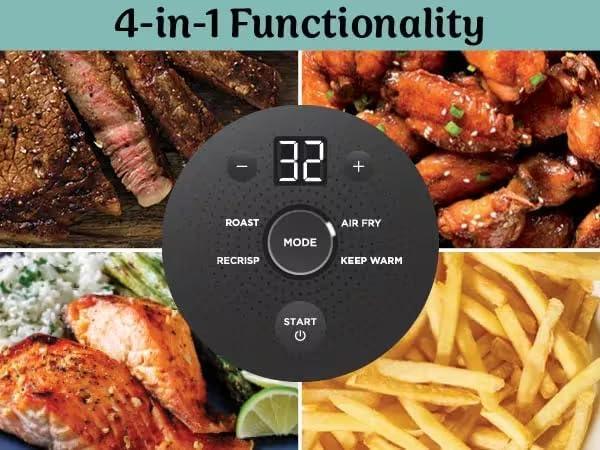 imageNinja Crispi 4in1 Glass Air Fryer 450F NonToxic 4QT amp 6Cup Glass Containers wLids Microwave Freezer Dishwasher Safe Max Crisp Air Fry Bake Recrisp Cyberspace Gray FN101GYCyberspace Gray