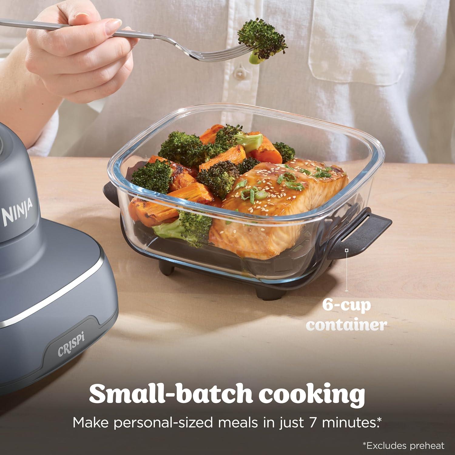 imageNinja Crispi 4in1 Glass Air Fryer 450F NonToxic 4QT amp 6Cup Glass Containers wLids Microwave Freezer Dishwasher Safe Max Crisp Air Fry Bake Recrisp Cyberspace Gray FN101GYCyberspace Gray