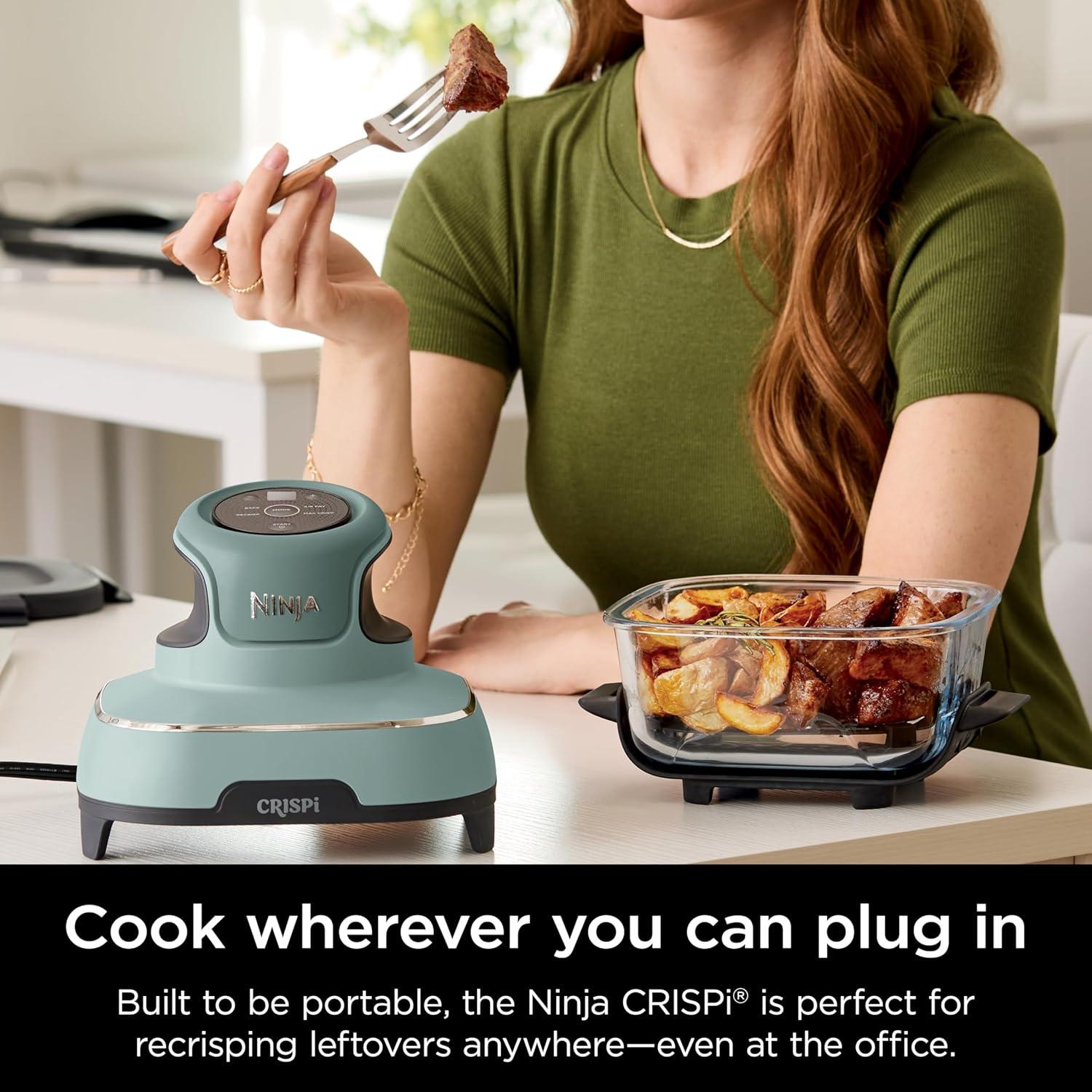 imageNinja Crispi 4in1 Glass Air Fryer 450F NonToxic 4QT amp 6Cup Glass Containers wLids Microwave Freezer Dishwasher Safe Max Crisp Air Fry Bake Recrisp Cyberspace Gray FN101GYSage