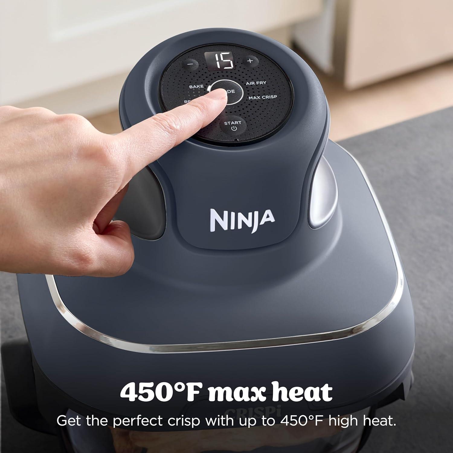 imageNinja Crispi 4in1 Glass Air Fryer 450F NonToxic 4QT amp 6Cup Glass Containers wLids Microwave Freezer Dishwasher Safe Max Crisp Air Fry Bake Recrisp Cyberspace Gray FN101GYCyberspace Gray