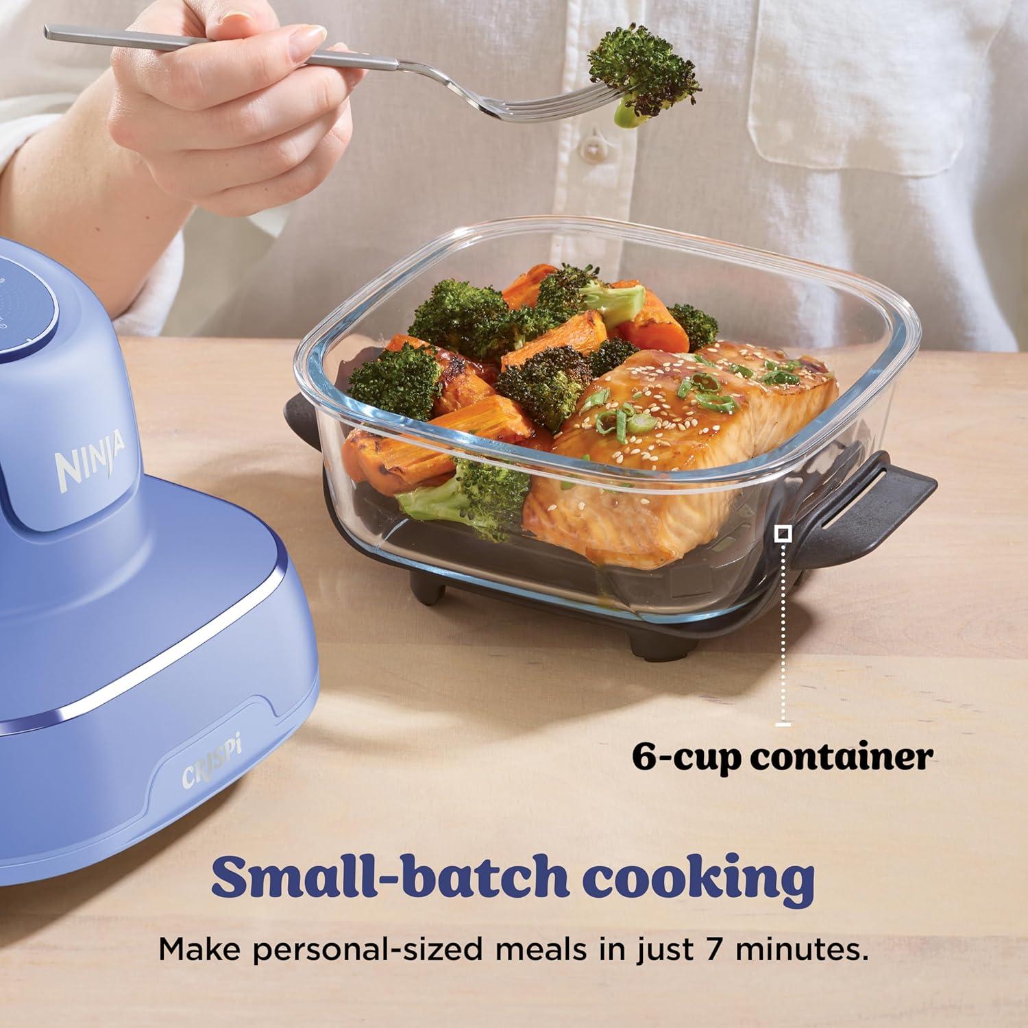 imageNinja Crispi 4in1 Glass Air Fryer 450F NonToxic 4QT amp 6Cup Glass Containers wLids Microwave Freezer Dishwasher Safe Max Crisp Air Fry Bake Recrisp Cyberspace Gray FN101GYFrosted Lilac