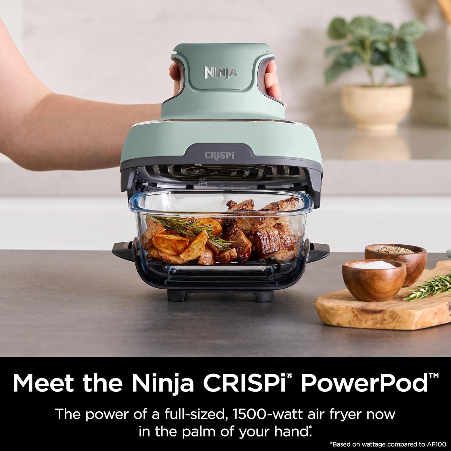 imageNinja Crispi 4in1 Glass Air Fryer 450F NonToxic 4QT amp 6Cup Glass Containers wLids Microwave Freezer Dishwasher Safe Max Crisp Air Fry Bake Recrisp Cyberspace Gray FN101GYSage