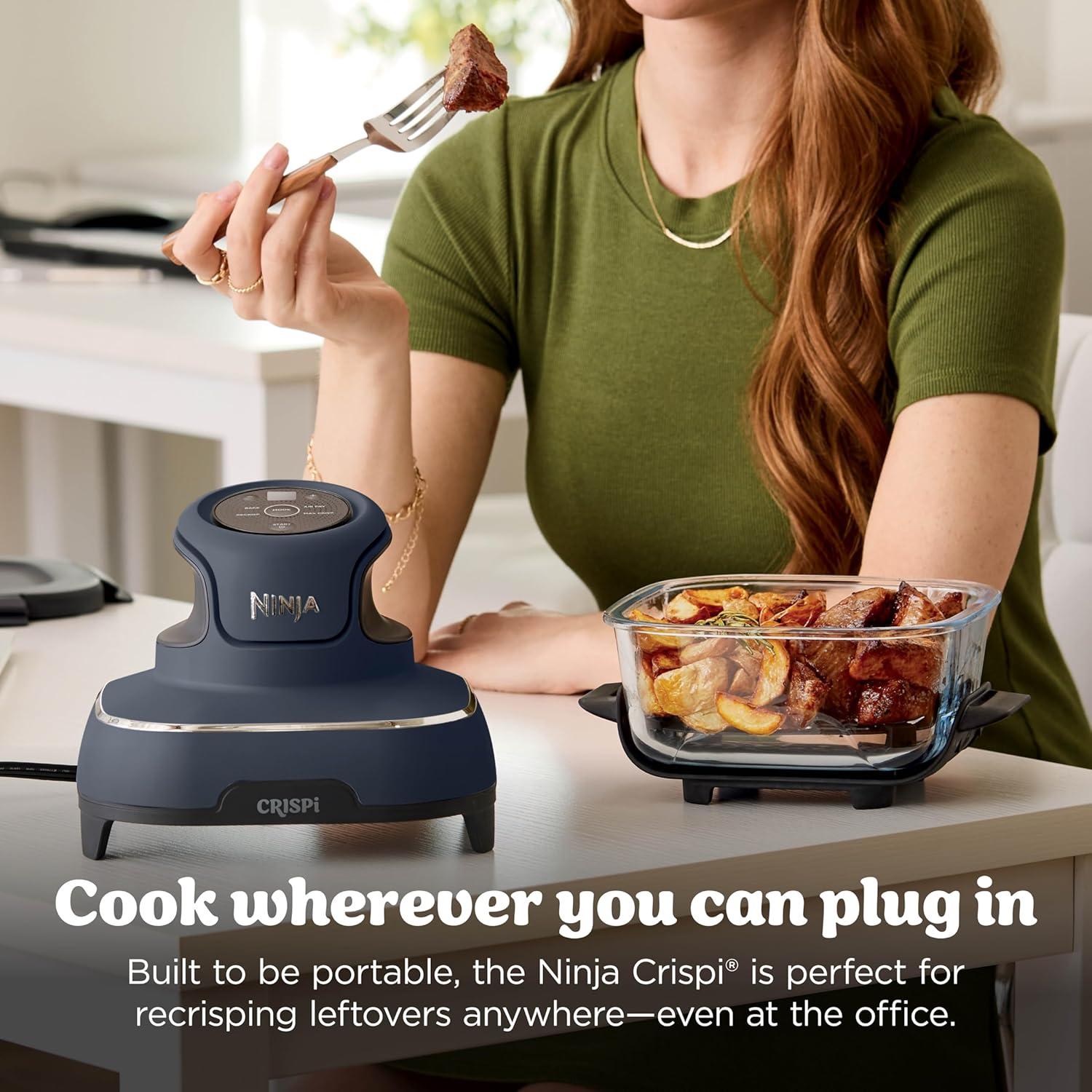 imageNinja Crispi 4in1 Glass Air Fryer 450F NonToxic 4QT amp 6Cup Glass Containers wLids Microwave Freezer Dishwasher Safe Max Crisp Air Fry Bake Recrisp Cyberspace Gray FN101GYCyberspace Gray