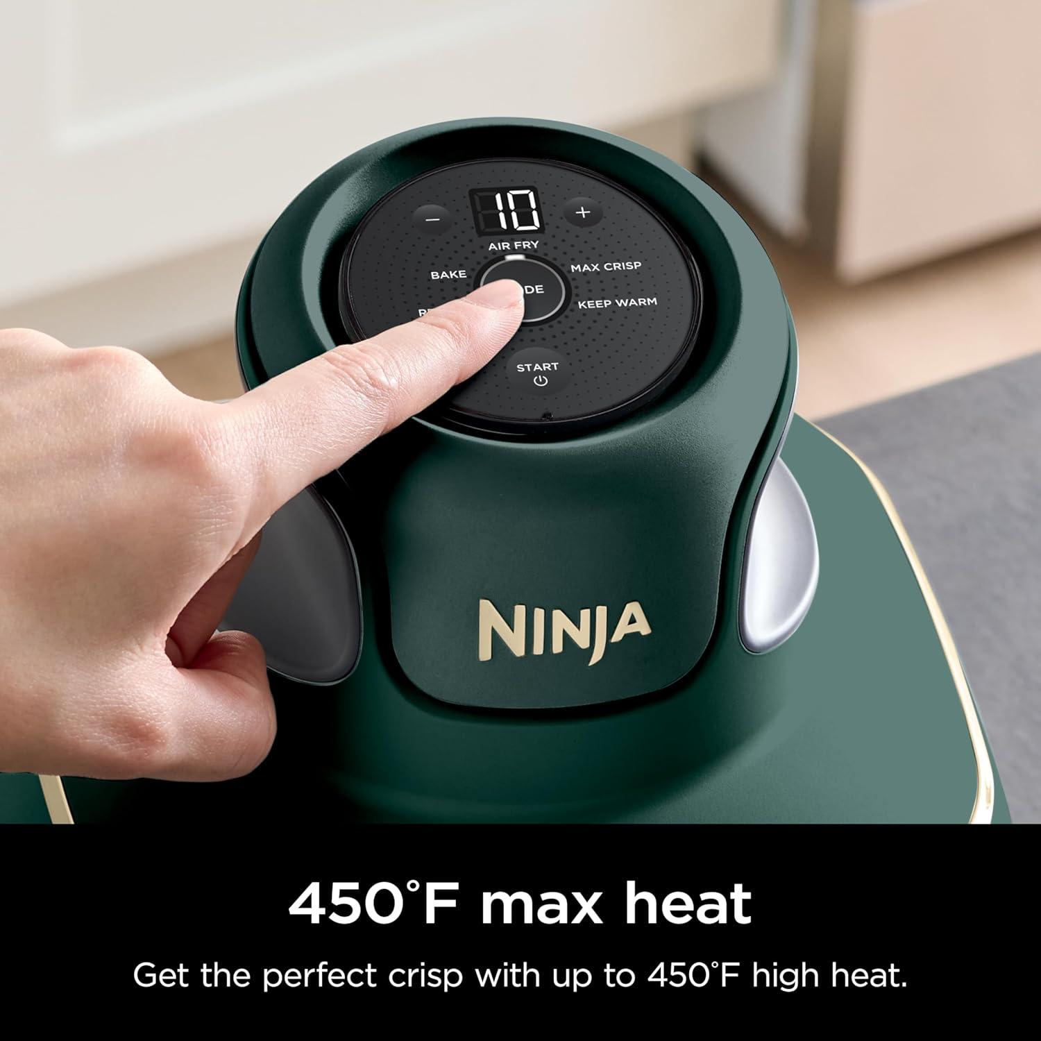imageNinja Crispi 4in1 Glass Air Fryer 450F NonToxic 4QT amp 6Cup Glass Containers wLids Microwave Freezer Dishwasher Safe Max Crisp Air Fry Bake Recrisp Cyberspace Gray FN101GYGreen Bundle