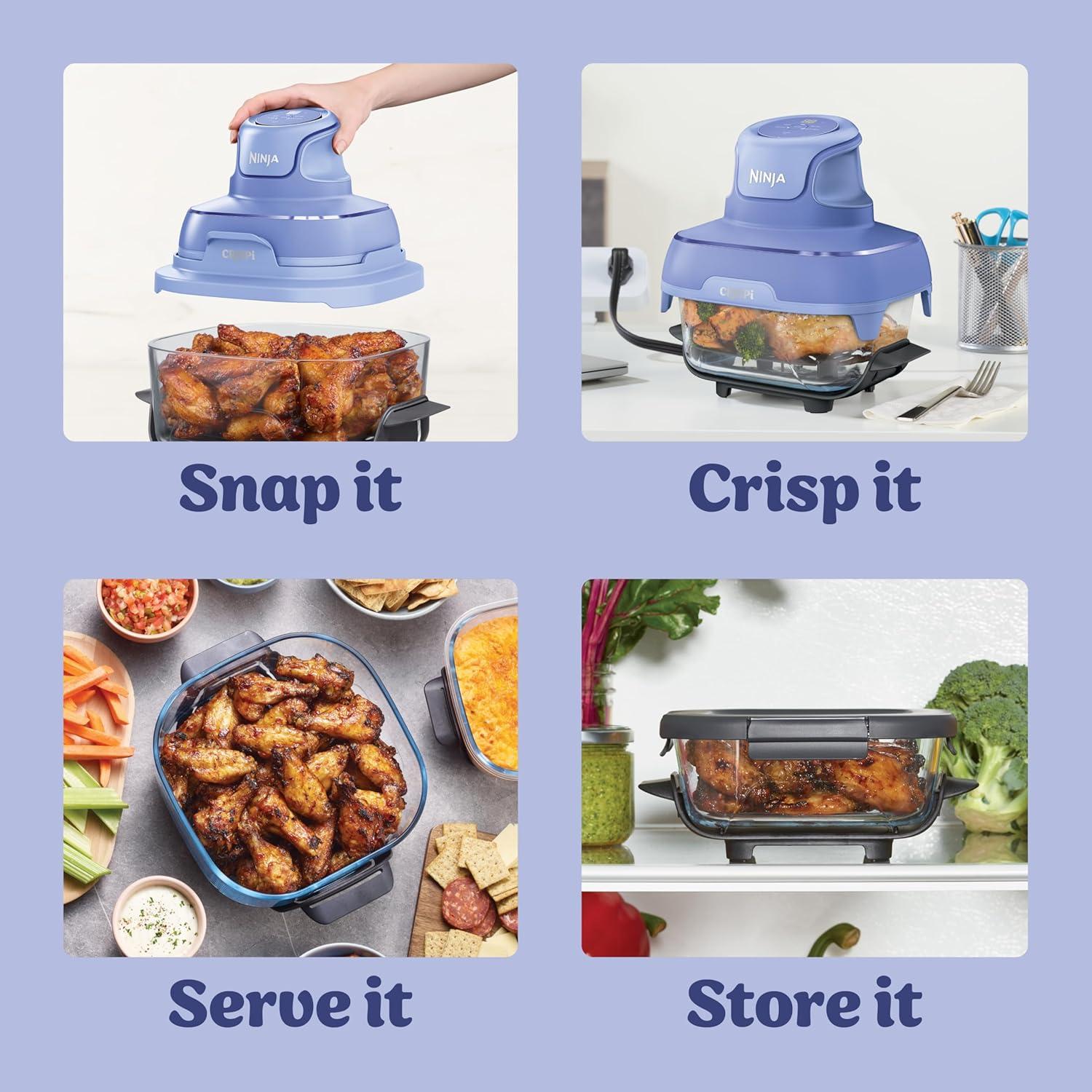 imageNinja Crispi 4in1 Glass Air Fryer 450F NonToxic 4QT amp 6Cup Glass Containers wLids Microwave Freezer Dishwasher Safe Max Crisp Air Fry Bake Recrisp Cyberspace Gray FN101GYFrosted Lilac