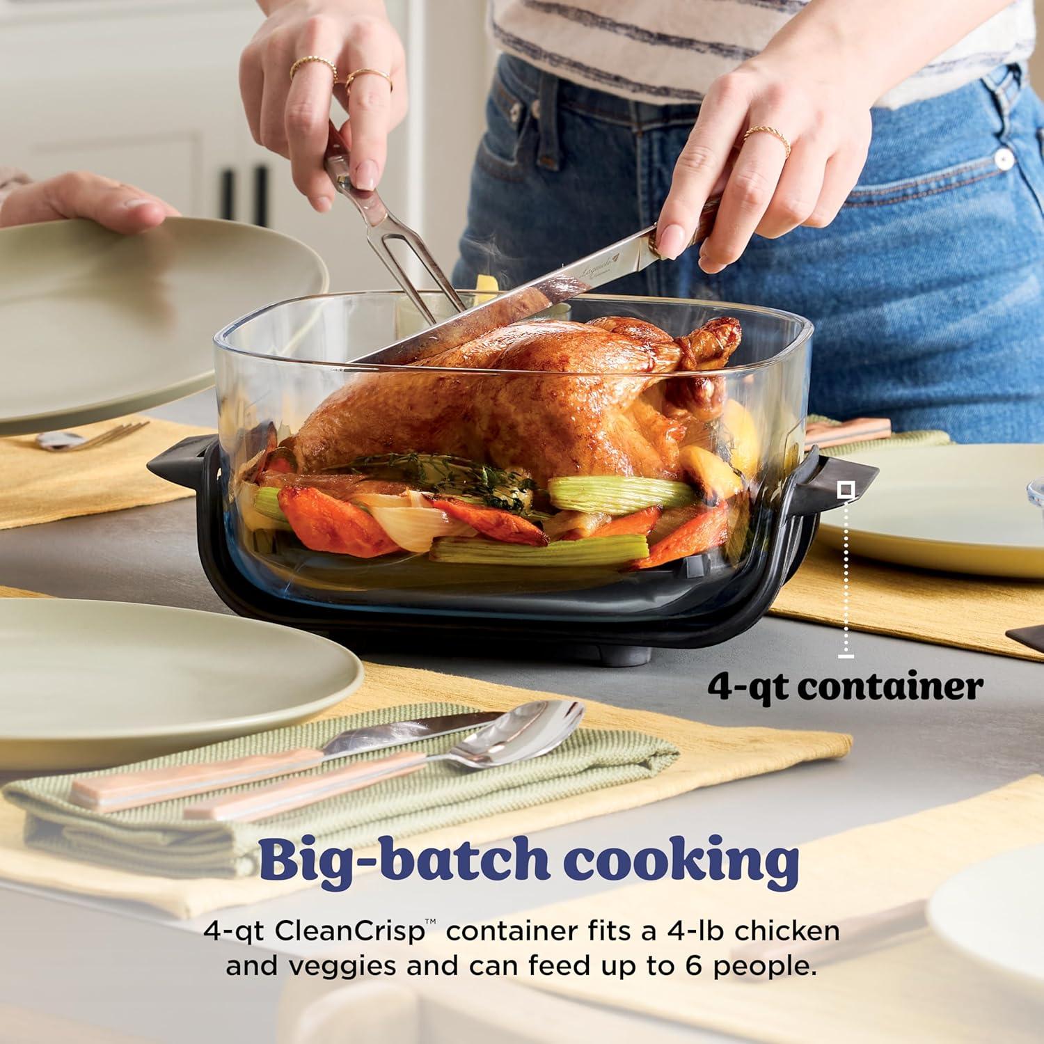 imageNinja Crispi 4in1 Glass Air Fryer 450F NonToxic 4QT amp 6Cup Glass Containers wLids Microwave Freezer Dishwasher Safe Max Crisp Air Fry Bake Recrisp Cyberspace Gray FN101GYFrosted Lilac
