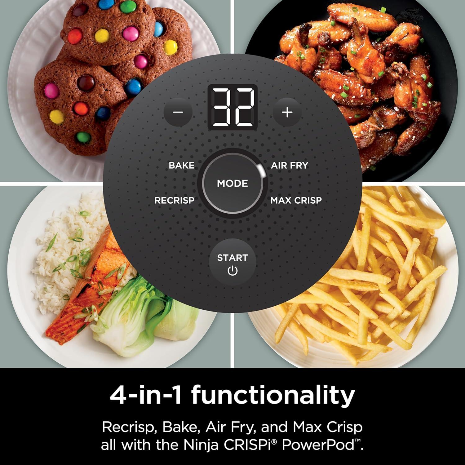 imageNinja Crispi 4in1 Glass Air Fryer 450F NonToxic 4QT amp 6Cup Glass Containers wLids Microwave Freezer Dishwasher Safe Max Crisp Air Fry Bake Recrisp Cyberspace Gray FN101GYSage
