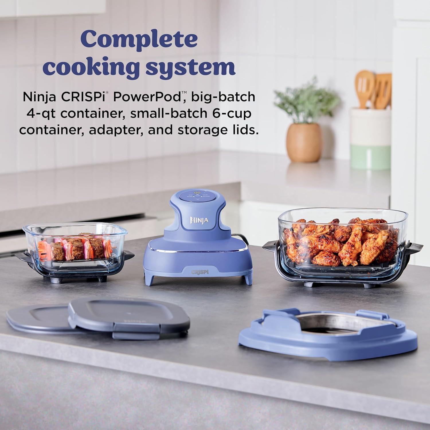 imageNinja Crispi 4in1 Glass Air Fryer 450F NonToxic 4QT amp 6Cup Glass Containers wLids Microwave Freezer Dishwasher Safe Max Crisp Air Fry Bake Recrisp Cyberspace Gray FN101GYFrosted Lilac