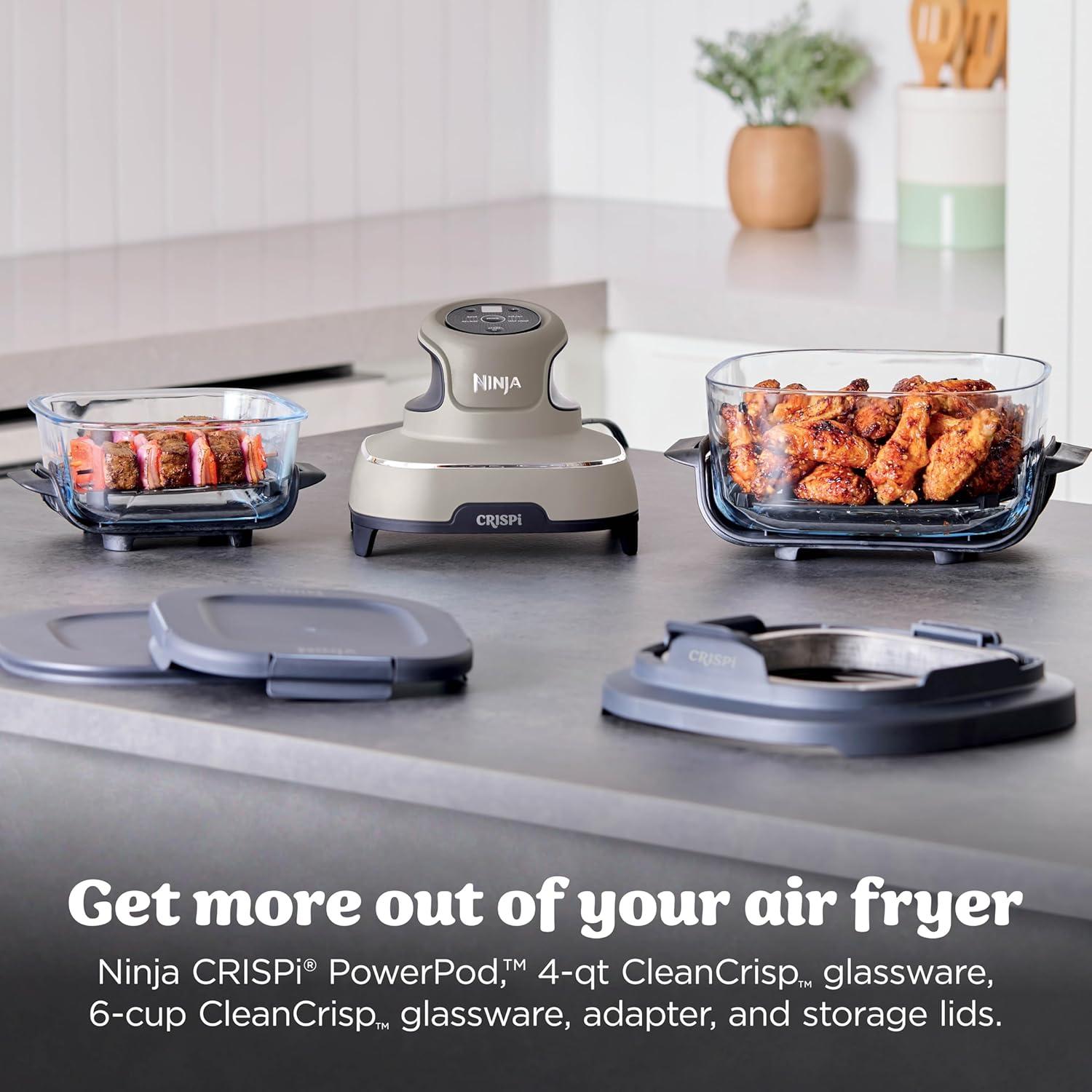imageNinja Crispi 4in1 Glass Air Fryer 450F NonToxic 4QT amp 6Cup Glass Containers wLids Microwave Freezer Dishwasher Safe Max Crisp Air Fry Bake Recrisp Cyberspace Gray FN101GYStone