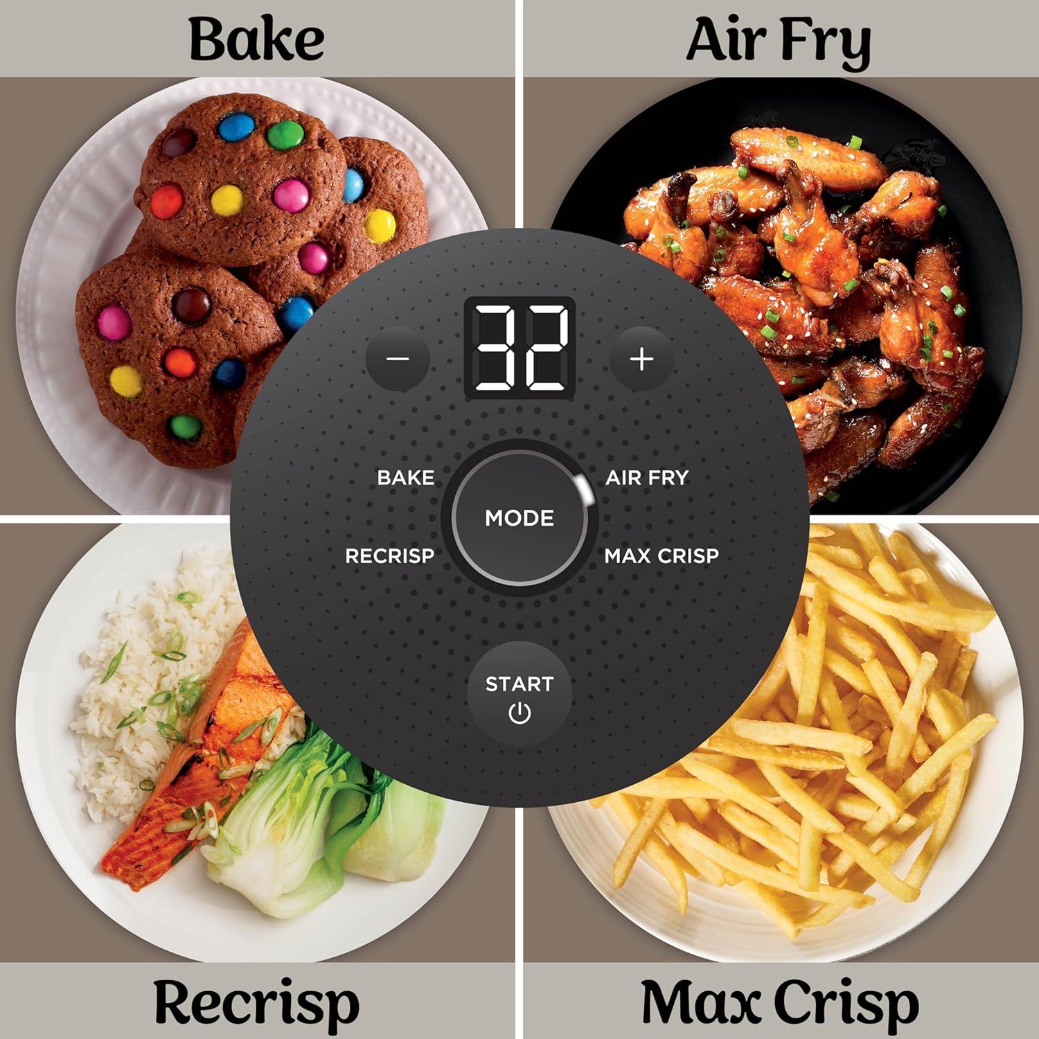 imageNinja Crispi 4in1 Glass Air Fryer 450F NonToxic 4QT amp 6Cup Glass Containers wLids Microwave Freezer Dishwasher Safe Max Crisp Air Fry Bake Recrisp Cyberspace Gray FN101GYStone