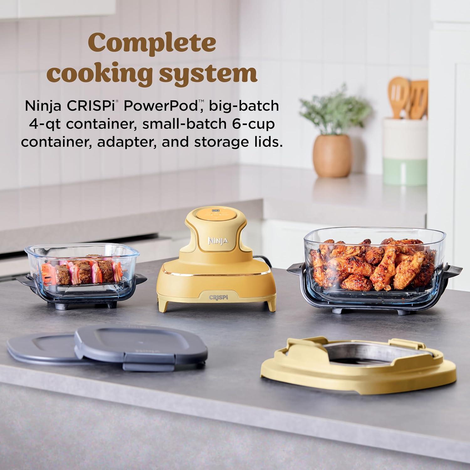imageNinja Crispi 4in1 Glass Air Fryer 450F NonToxic 4QT amp 6Cup Glass Containers wLids Microwave Freezer Dishwasher Safe Max Crisp Air Fry Bake Recrisp Cyberspace Gray FN101GYGinger Snap