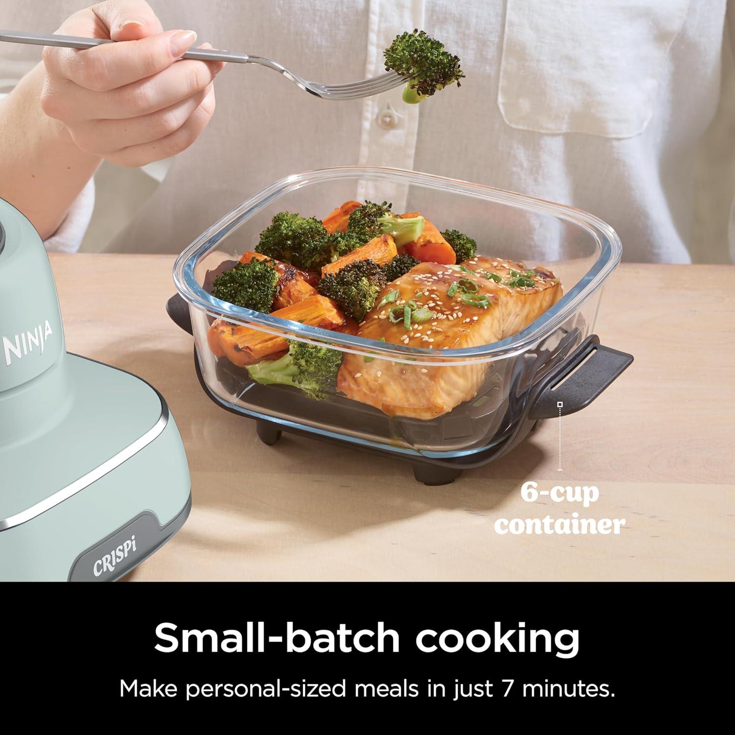 imageNinja Crispi 4in1 Glass Air Fryer 450F NonToxic 4QT amp 6Cup Glass Containers wLids Microwave Freezer Dishwasher Safe Max Crisp Air Fry Bake Recrisp Cyberspace Gray FN101GYSage