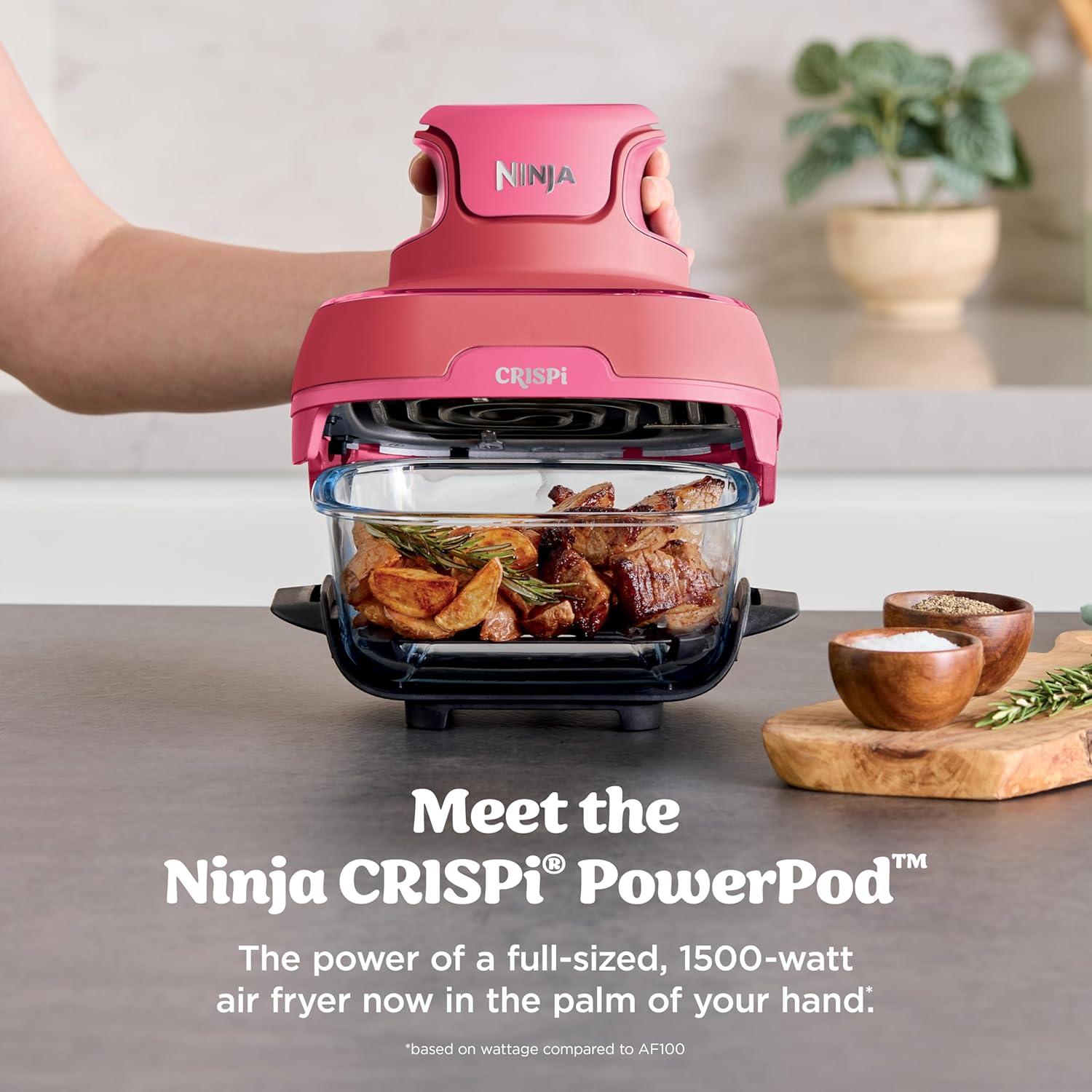 imageNinja Crispi 4in1 Glass Air Fryer 450F NonToxic 4QT amp 6Cup Glass Containers wLids Microwave Freezer Dishwasher Safe Max Crisp Air Fry Bake Recrisp Cyberspace Gray FN101GYCherry Crush