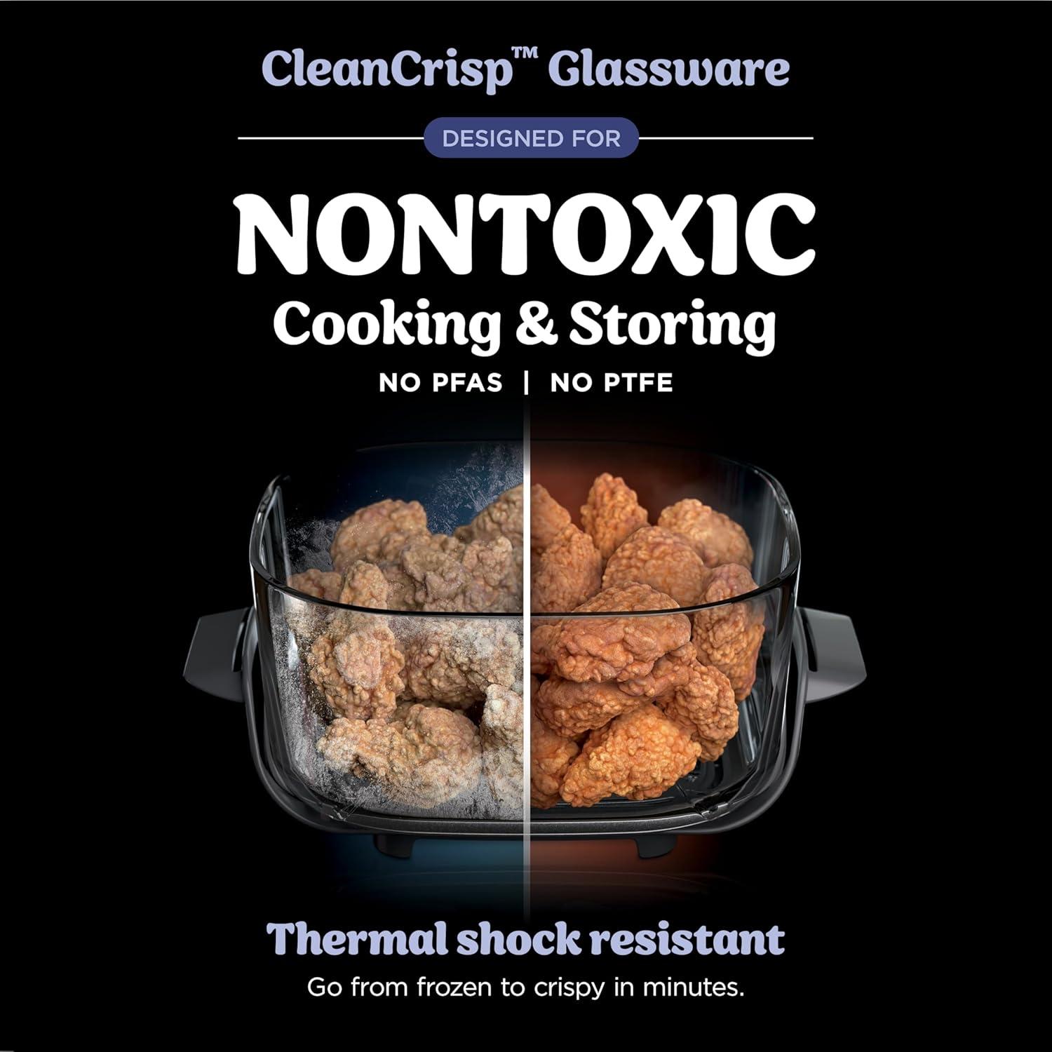 imageNinja Crispi 4in1 Glass Air Fryer 450F NonToxic 4QT amp 6Cup Glass Containers wLids Microwave Freezer Dishwasher Safe Max Crisp Air Fry Bake Recrisp Cyberspace Gray FN101GYFrosted Lilac