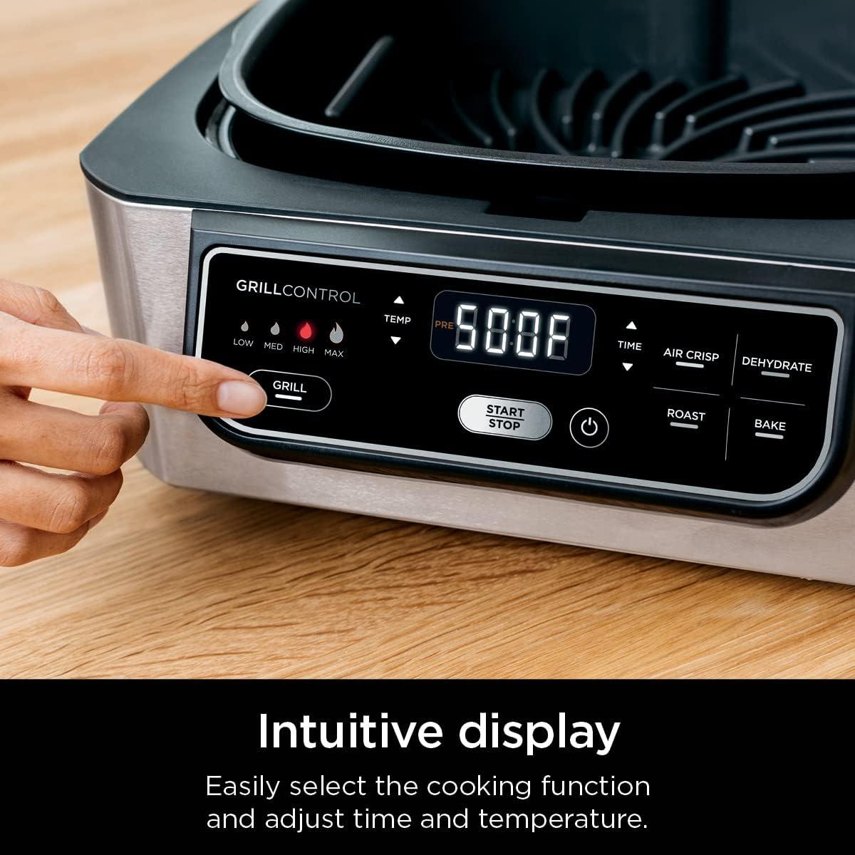 imageNinja DG551 Foodi Smart XL 6in1 Indoor Grill with Air Fry Roast Bake Broil amp Dehydrate Foodi Smart Thermometer 2nd Generation BlackSilver5in1