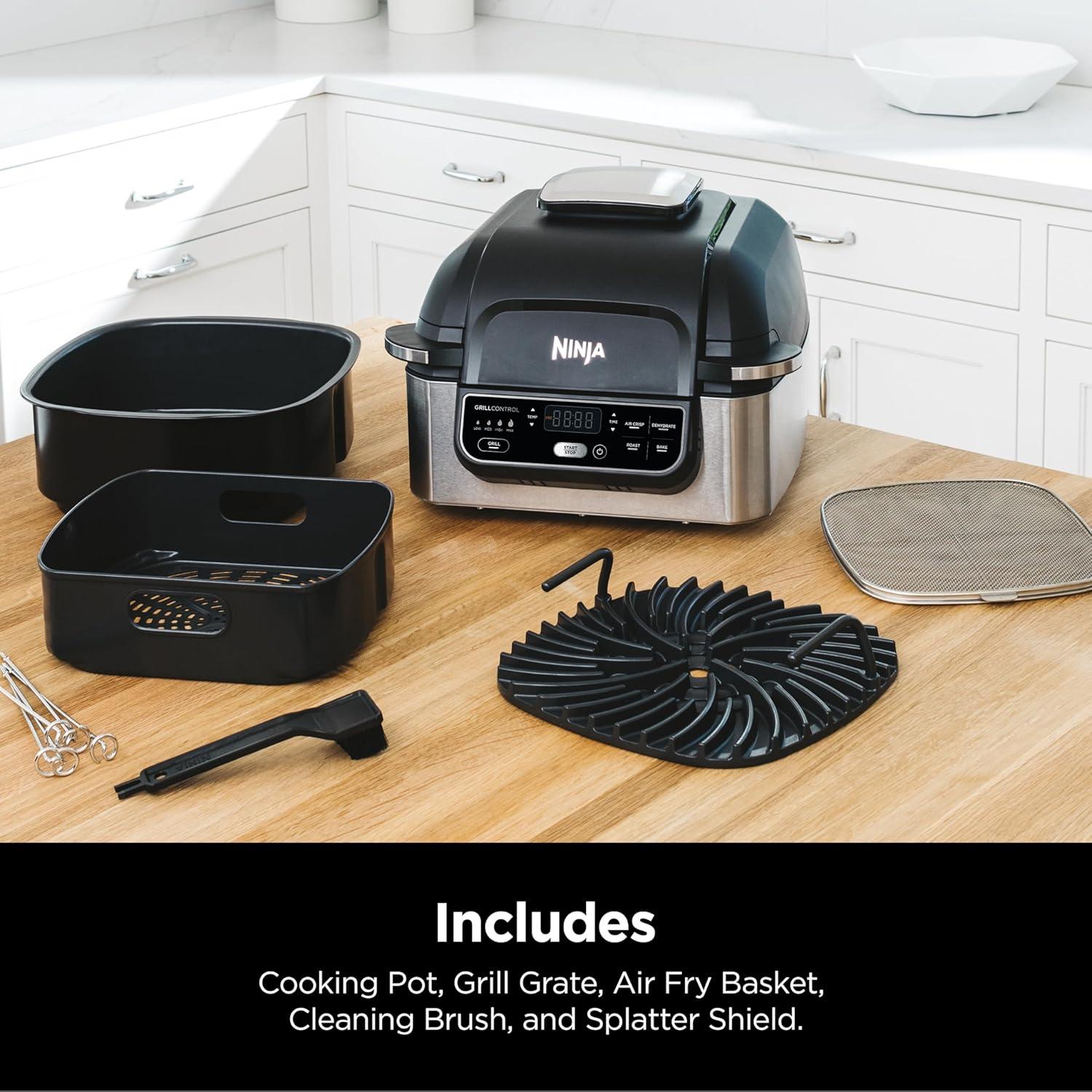 imageNinja DG551 Foodi Smart XL 6in1 Indoor Grill with Air Fry Roast Bake Broil amp Dehydrate Foodi Smart Thermometer 2nd Generation BlackSilver5in1
