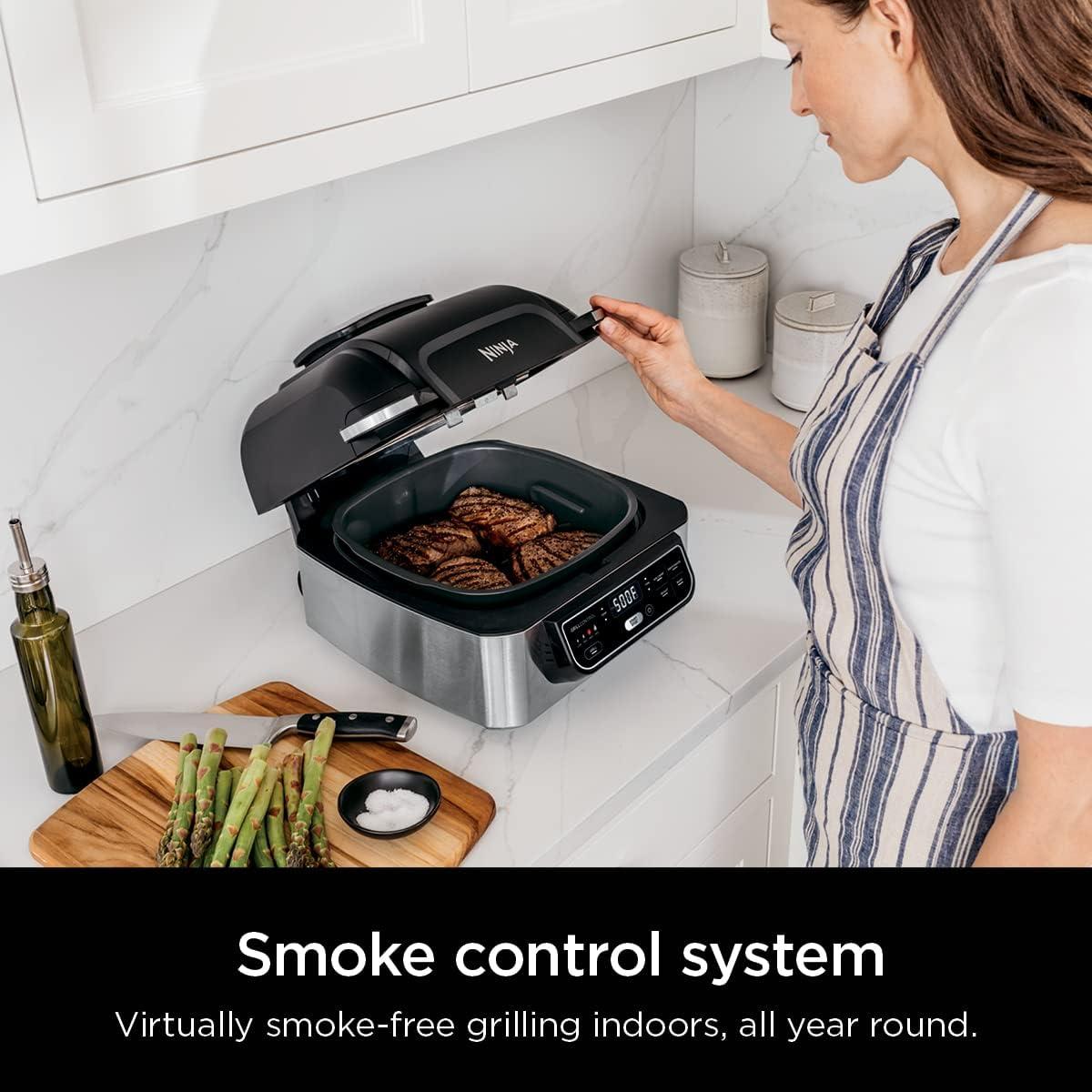 imageNinja DG551 Foodi Smart XL 6in1 Indoor Grill with Air Fry Roast Bake Broil amp Dehydrate Foodi Smart Thermometer 2nd Generation BlackSilver5in1