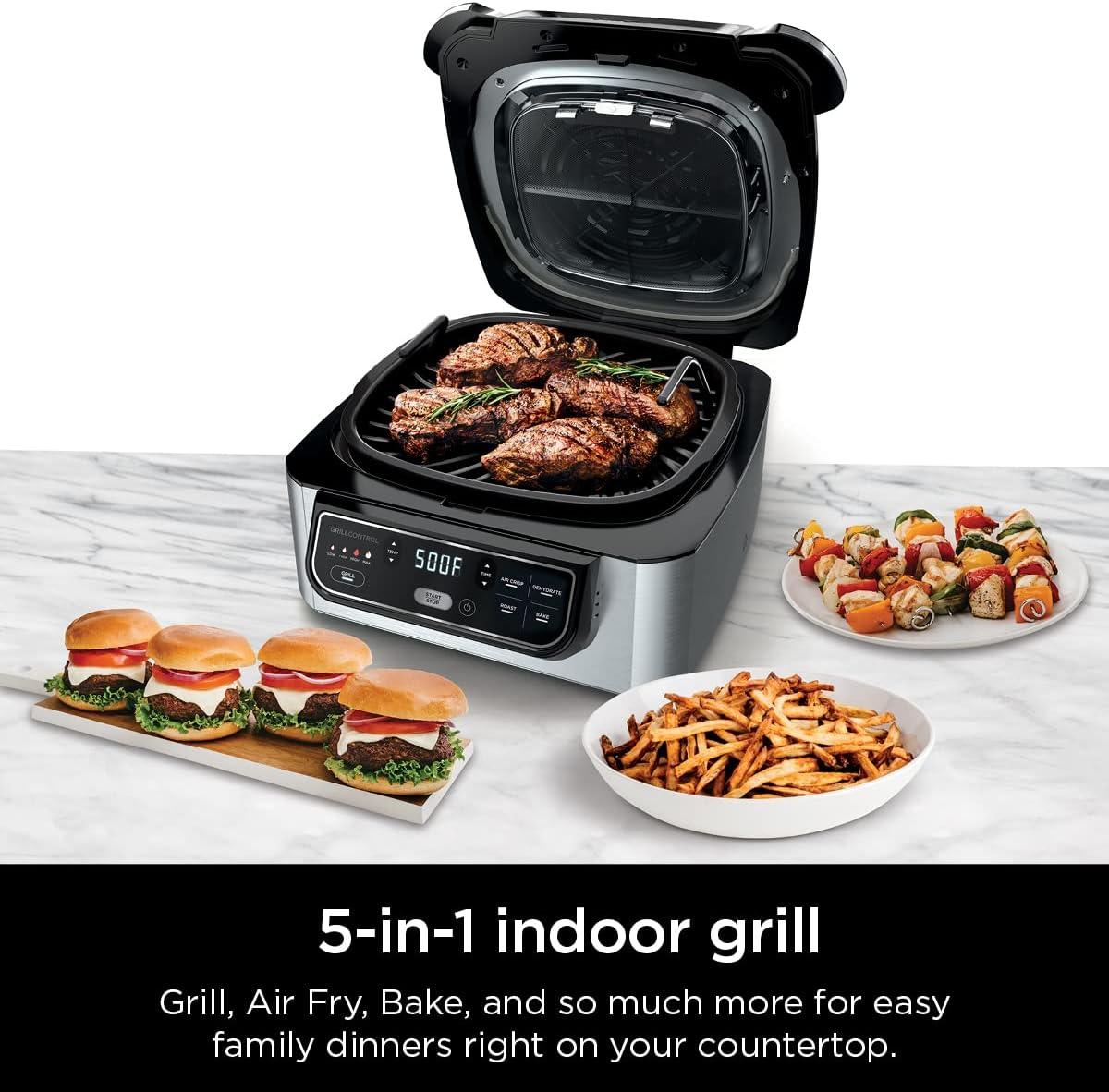 imageNinja DG551 Foodi Smart XL 6in1 Indoor Grill with Air Fry Roast Bake Broil amp Dehydrate Foodi Smart Thermometer 2nd Generation BlackSilver5in1