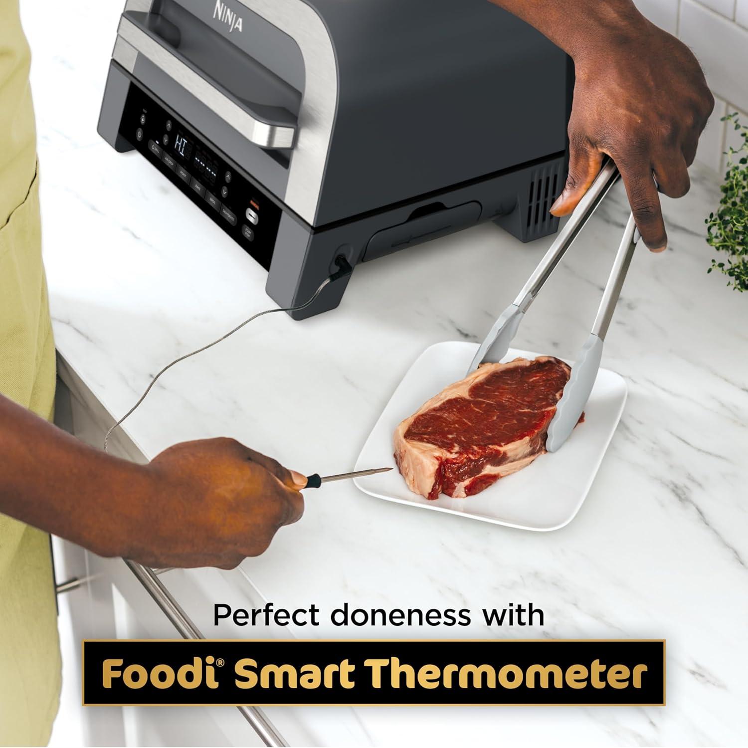imageNinja DG551 Foodi Smart XL 6in1 Indoor Grill with Air Fry Roast Bake Broil amp Dehydrate Foodi Smart Thermometer 2nd Generation BlackSilver6in1 With Thermometer
