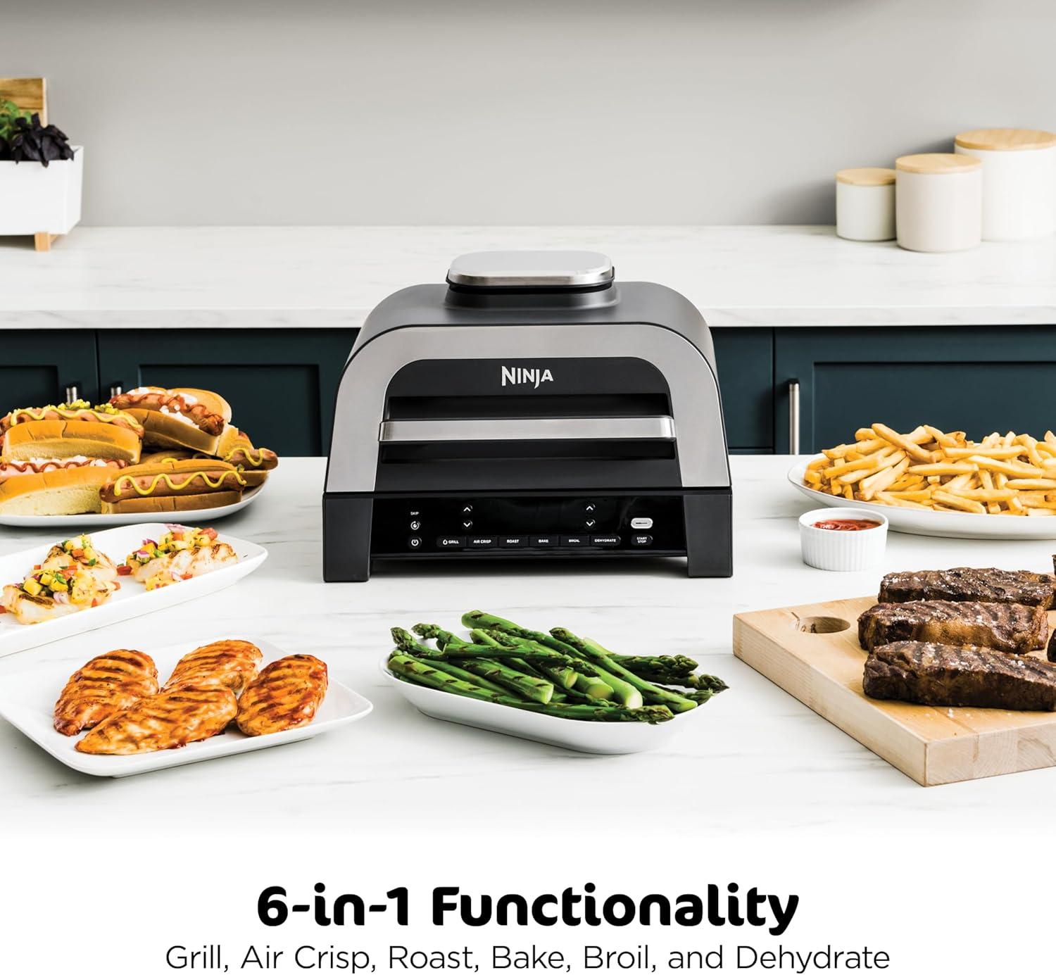 imageNinja DG551 Foodi Smart XL 6in1 Indoor Grill with Air Fry Roast Bake Broil amp Dehydrate Foodi Smart Thermometer 2nd Generation BlackSilver6in1 With Thermometer