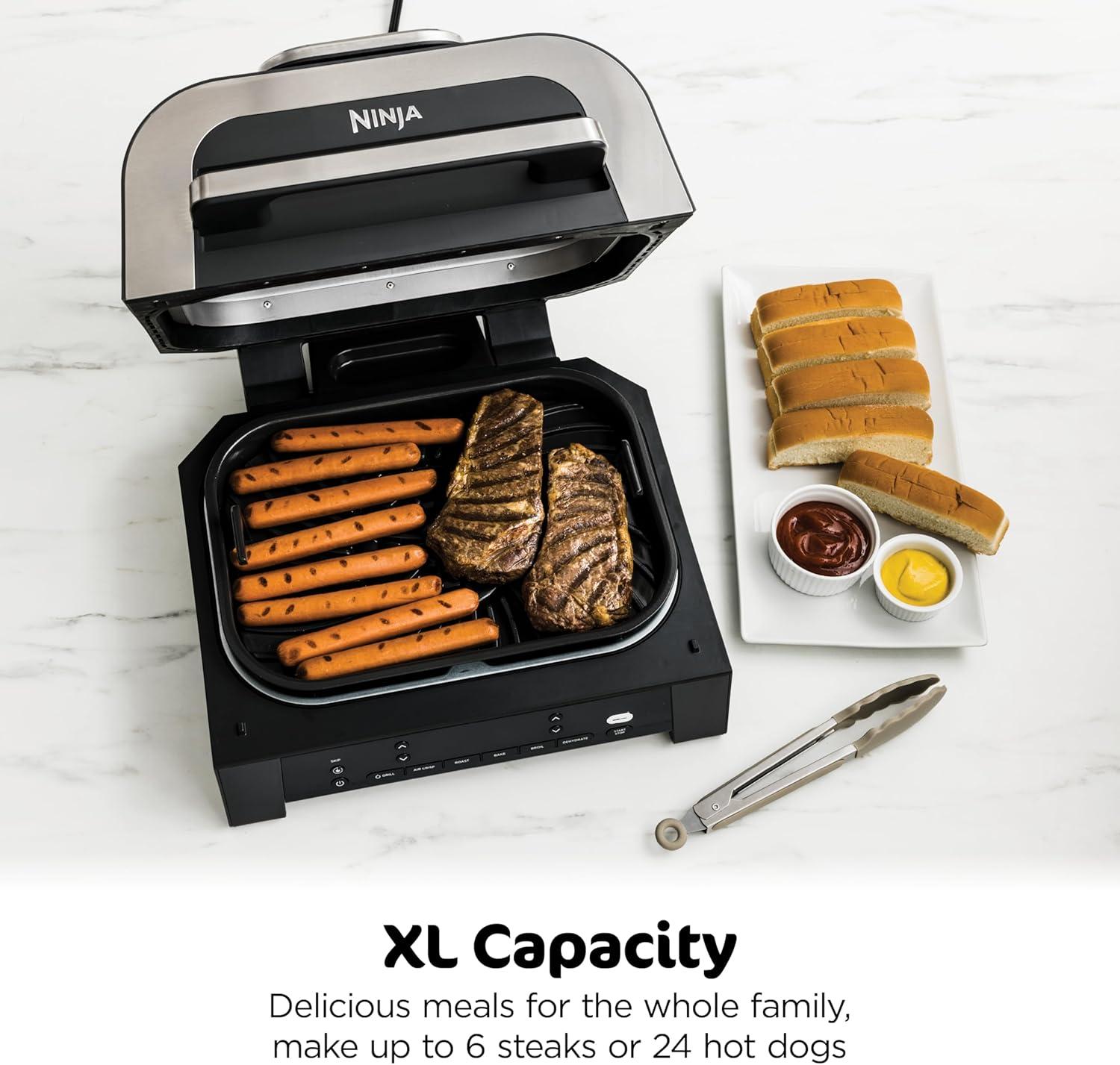 imageNinja DG551 Foodi Smart XL 6in1 Indoor Grill with Air Fry Roast Bake Broil amp Dehydrate Foodi Smart Thermometer 2nd Generation BlackSilver6in1 With Thermometer