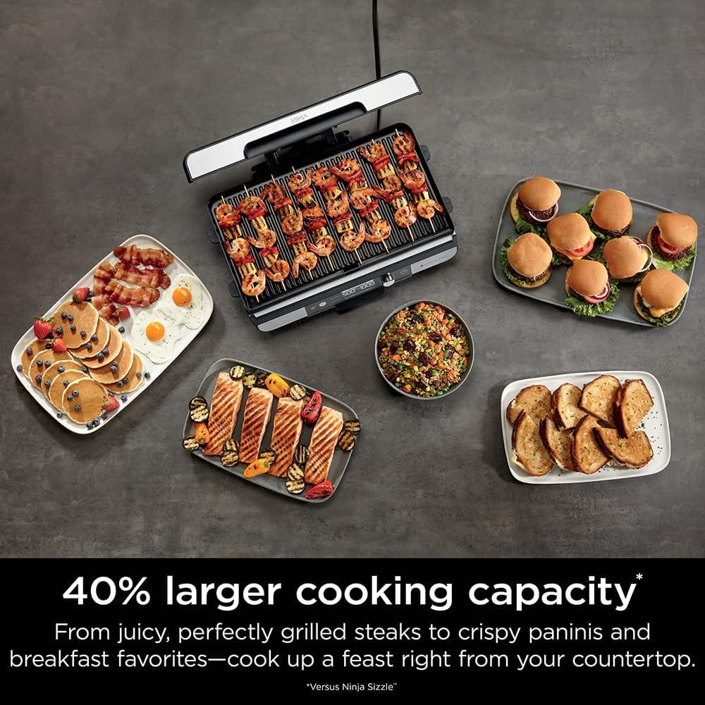 imageNinja GX101 Sizzle Pro XL 20Inch Indoor Griddle Grill Silver Renewed Bundle with 2 YR CPS Enhanced Protection Pack