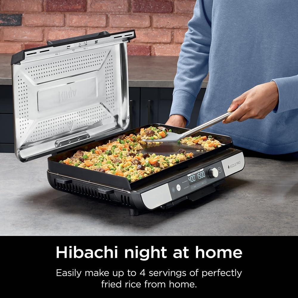 imageNinja GX101 Sizzle Pro XL 20Inch Indoor Griddle Grill Silver Renewed Bundle with 2 YR CPS Enhanced Protection Pack