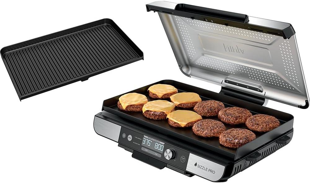 imageNinja GX101 Sizzle Pro XL 20Inch Indoor Griddle Grill Silver Renewed Bundle with 2 YR CPS Enhanced Protection Pack