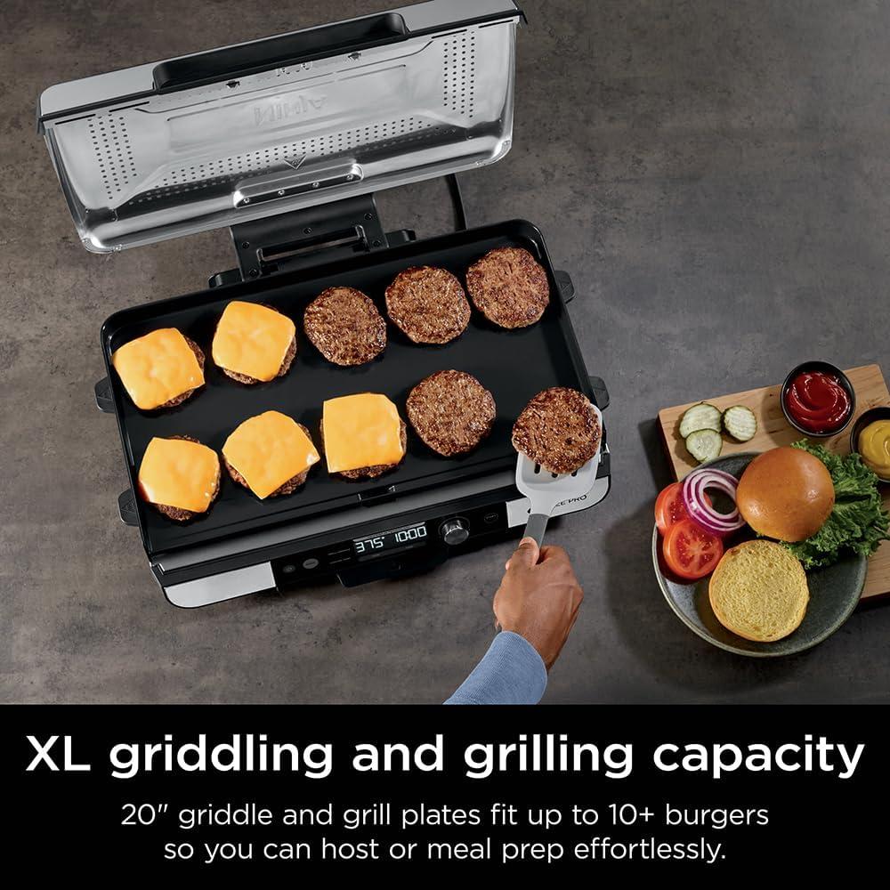 imageNinja GX101 Sizzle Pro XL 20Inch Indoor Griddle Grill Silver Renewed Bundle with 2 YR CPS Enhanced Protection Pack