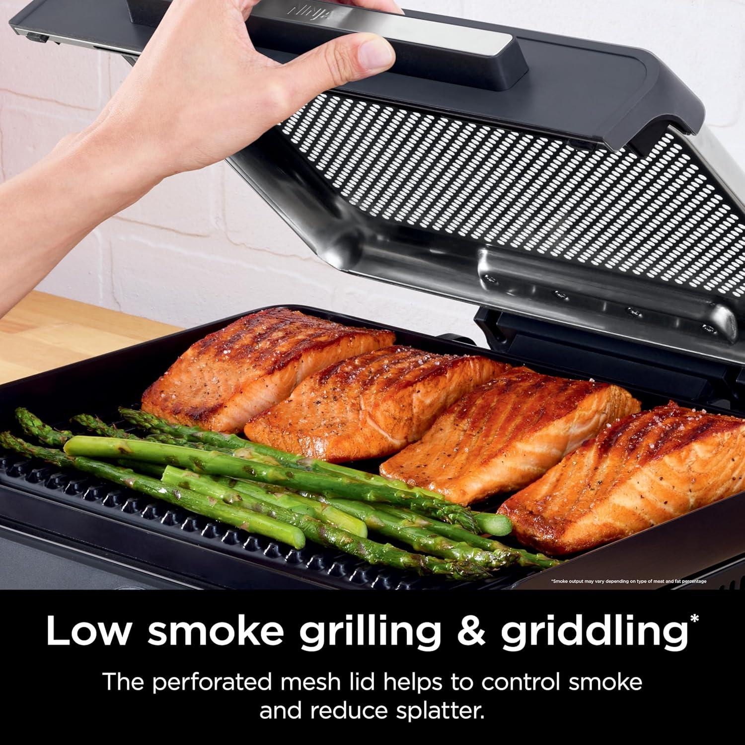 imageNinja Griddle and Indoor Grill 14 Electric Grill For Steak Burgers Salmon Veggies and More Pancake Griddle Nonstick Dishwasher Safe 500F Even Cooking Silver GR101
