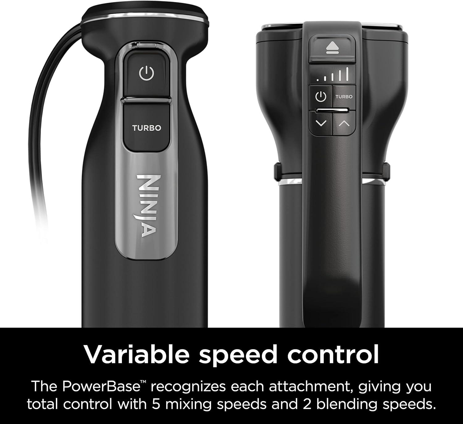 imageNinja Immersion Blender and Whisk Hand Stick Blender 4 Speeds with SplatterShield and PanProtect 4Cup Blending Vessel Dishwasher Safe 5ft Cord Ergonomic Deep Navy CI201NDBlack