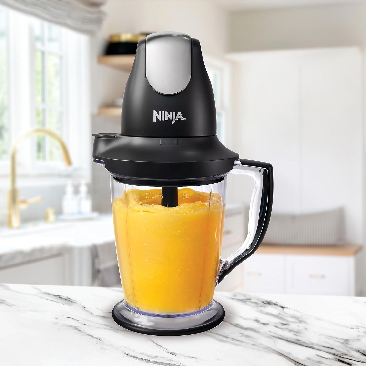 imageNinja QB900B Master Prep Food Processor Blender with 48 oz Pitcher amp 16 oz Chopping Bowl Perfect for Frozen Blending amp Chopping 400 Watts Dishwasher Safe Countertop GreyBlack