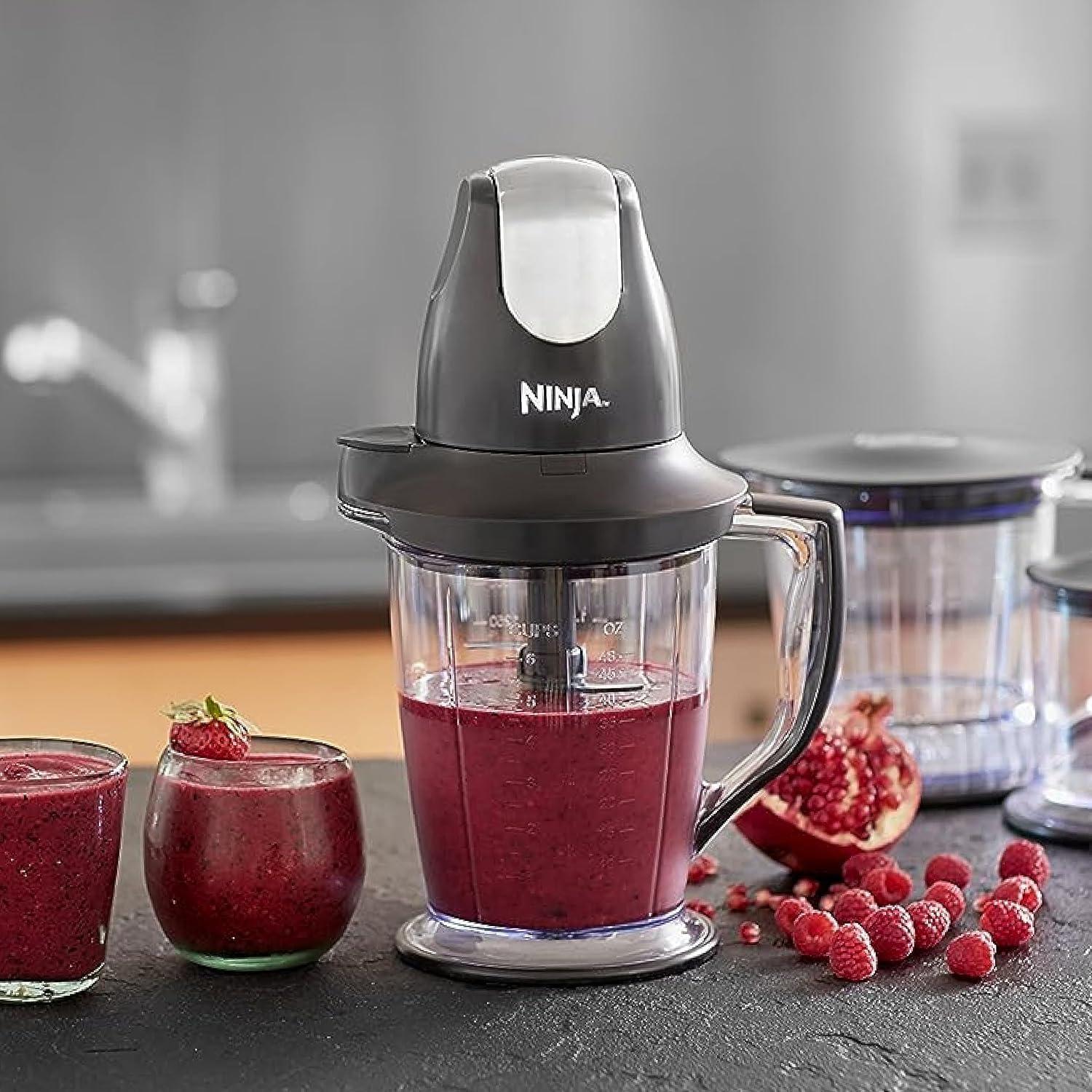 imageNinja QB900B Master Prep Food Processor Blender with 48 oz Pitcher amp 16 oz Chopping Bowl Perfect for Frozen Blending amp Chopping 400 Watts Dishwasher Safe Countertop GreyBlack