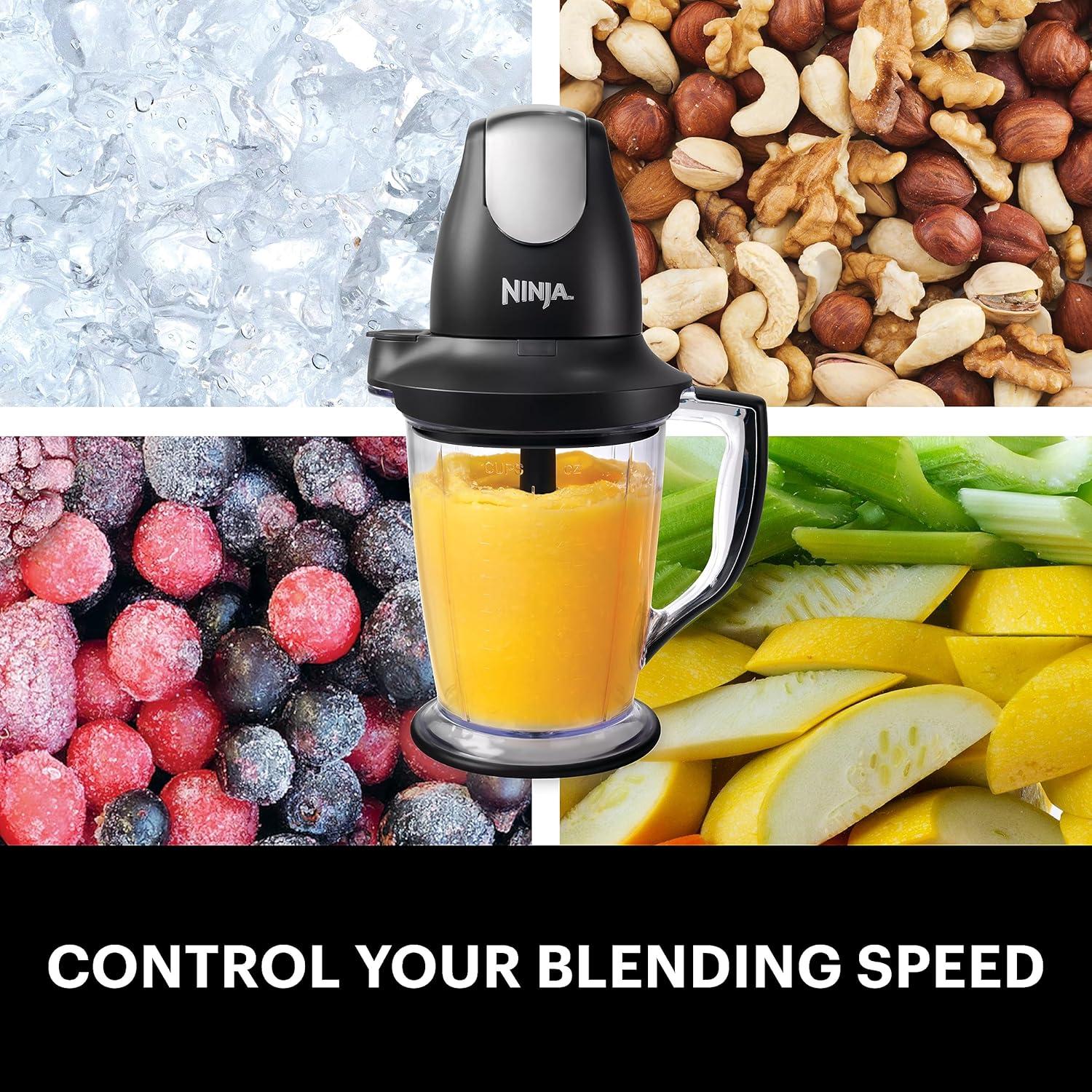 imageNinja QB900B Master Prep Food Processor Blender with 48 oz Pitcher amp 16 oz Chopping Bowl Perfect for Frozen Blending amp Chopping 400 Watts Dishwasher Safe Countertop GreyBlack