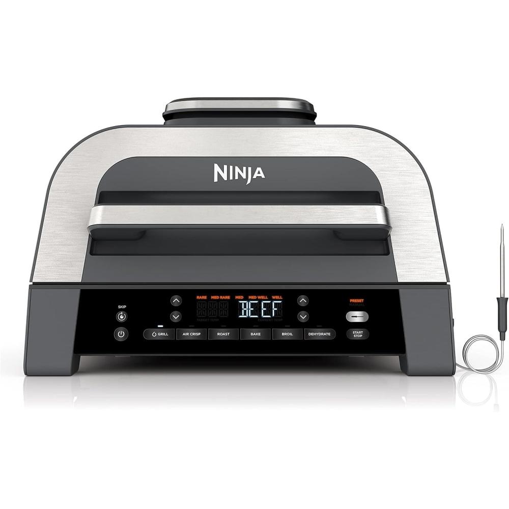 imageNinja DG551 Foodi Smart XL 6in1 Indoor Grill with Air Fry Roast Bake Broil amp Dehydrate Foodi Smart Thermometer 2nd Generation BlackSilver6in1 With Thermometer